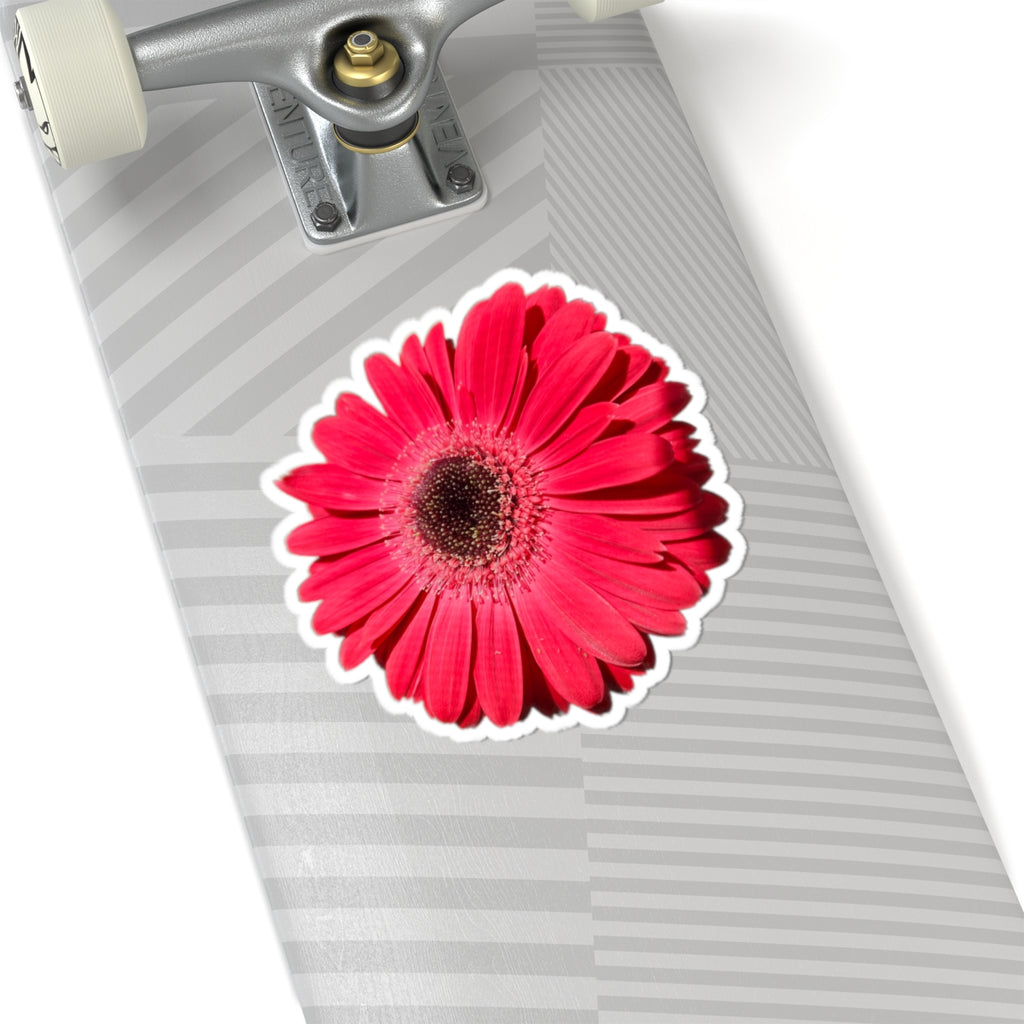Pink Gerbera Daisy Kiss-Cut Sticker — Floral Laptop & Water Bottle Decal