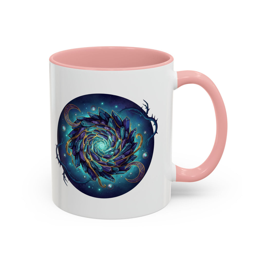 Galaxy Feather Spiral Accent Mug — Cosmic Boho Coffee Cup (11/15oz)