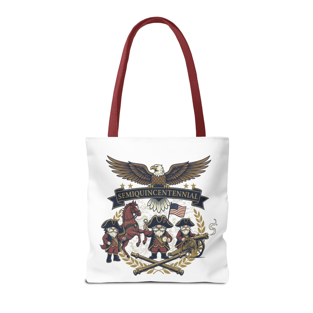 Semiquincentennial Patriotic Tote Bag — Eagle, Colonial Soldiers & Flags All-Over Print