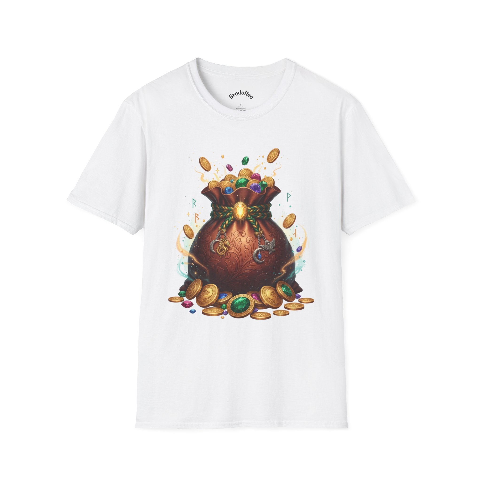Treasure Pouch T-Shirt — Gold Coins & Gems Fantasy Graphic Tee