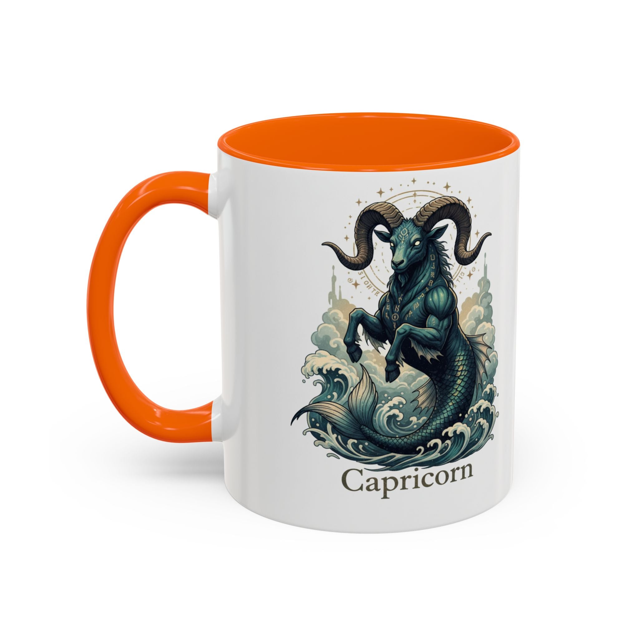 Capricorn Sea-Goat Accent Coffee Mug — Zodiac Astrology Ceramic Gift (11/15oz)
