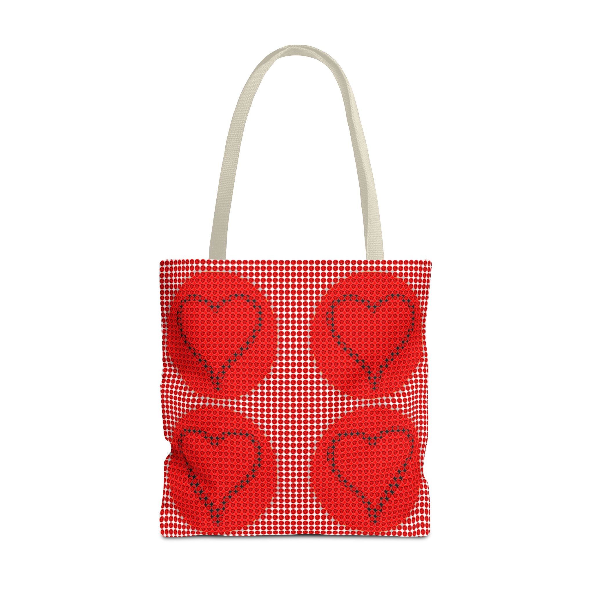 Heart Pattern Tote Bag — Red Valentine All-Over Print Canvas Tote
