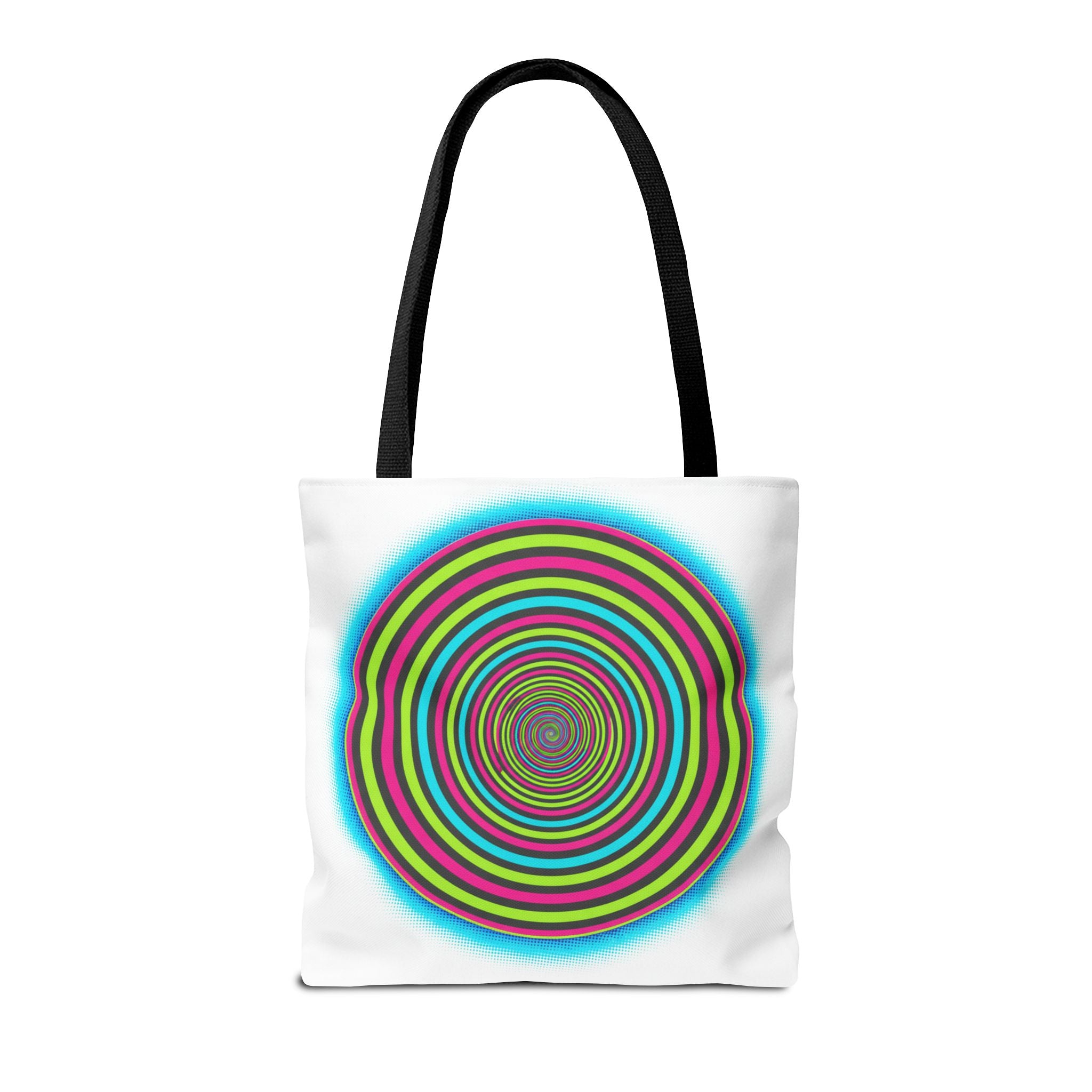 Psychedelic Spiral Tote Bag — Colorful Vortex All-Over Print Tote
