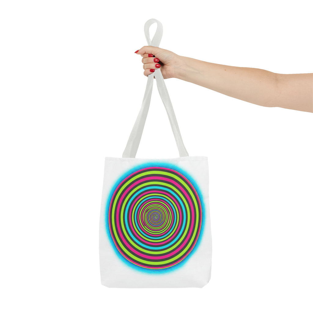 Psychedelic Spiral Tote Bag — Colorful Vortex All-Over Print Tote