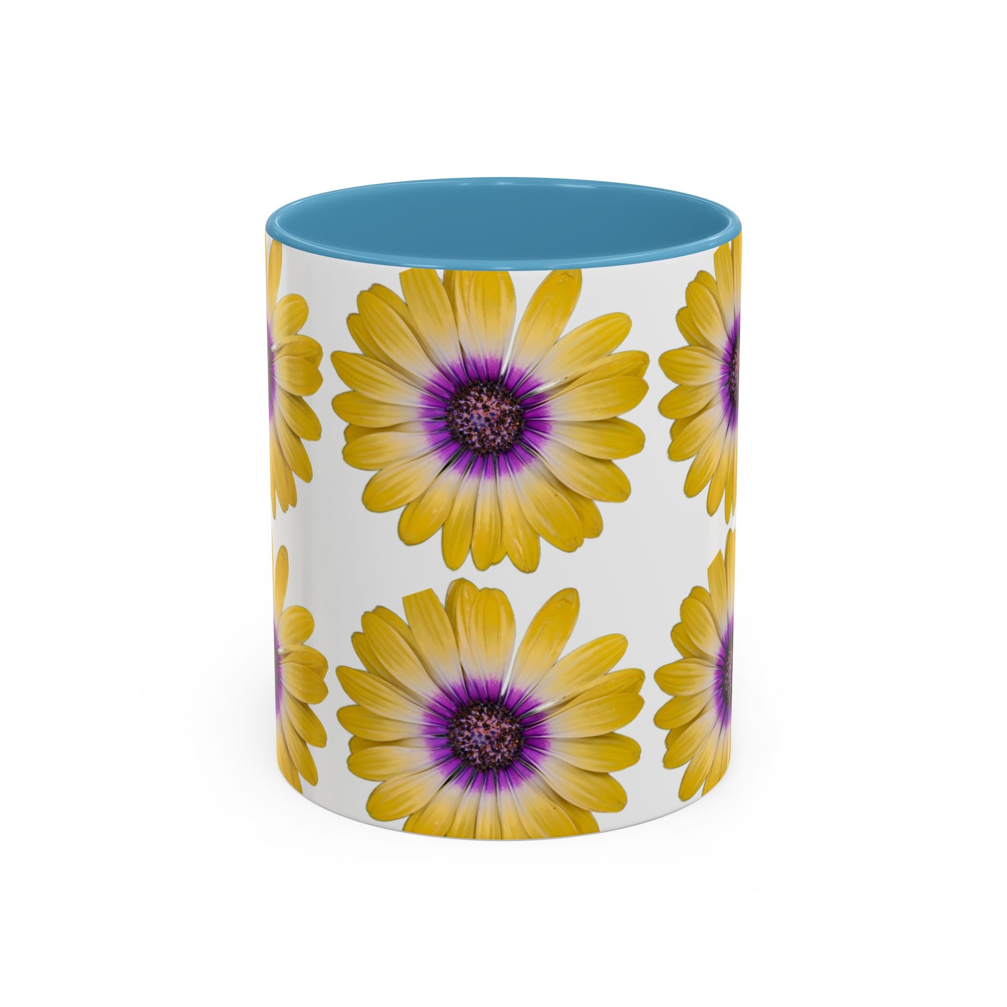 Yellow Purple Daisy Accent Coffee Mug – Floral Pattern 11/15oz