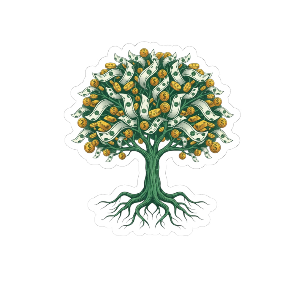 Money Tree Sticker — Cash & Coin Tree Kiss-Cut Vinyl Sticker