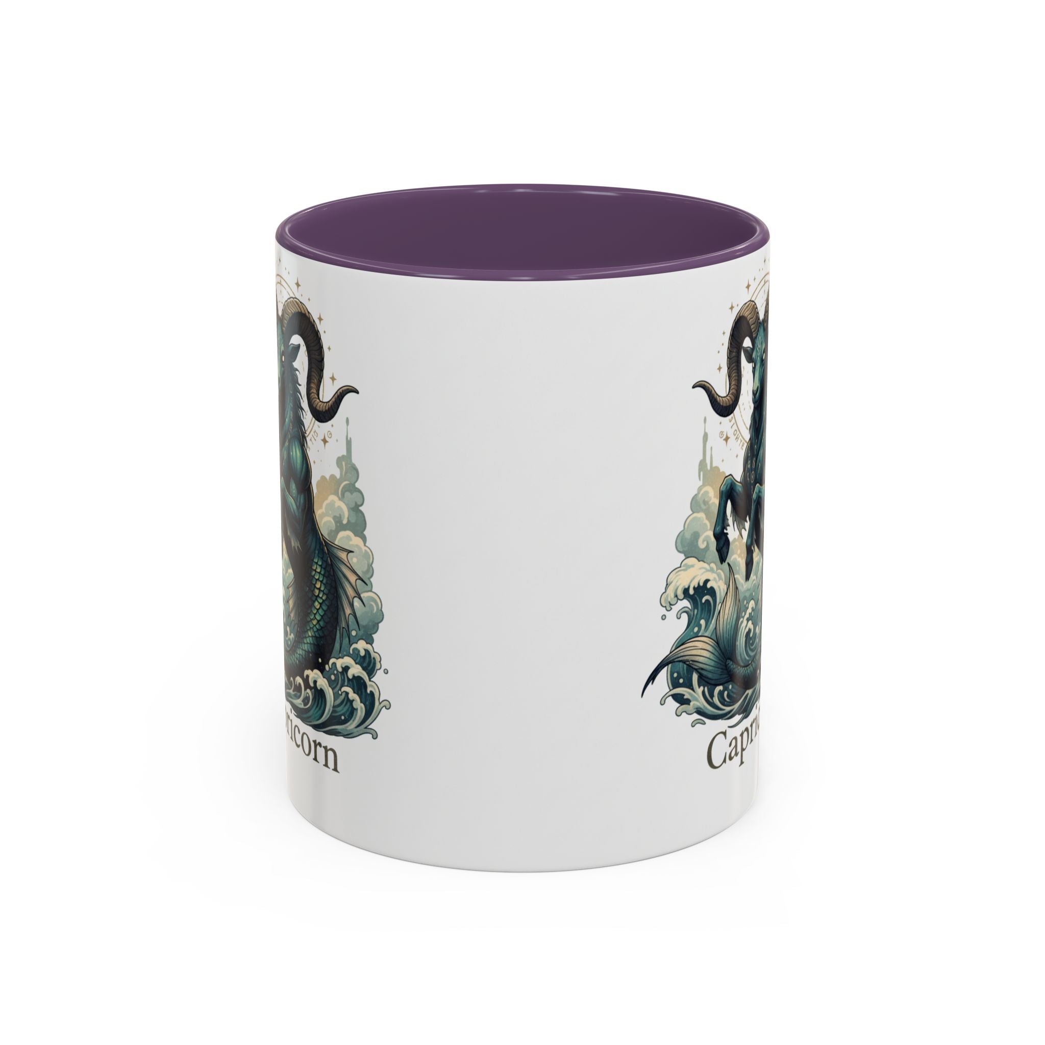 Capricorn Sea-Goat Accent Coffee Mug — Zodiac Astrology Ceramic Gift (11/15oz)