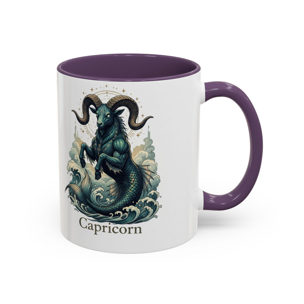 Capricorn Sea-Goat Accent Coffee Mug — Zodiac Astrology Ceramic Gift (11/15oz)
