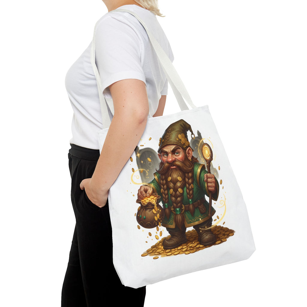Gnome Goldkeeper Tote Bag – Fantasy Dwarf Coin Lover All-Over Print Tote