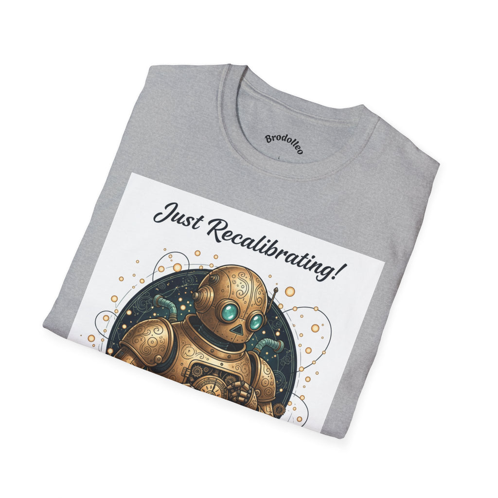 Robot T-Shirt — "Just Recalibrating!" Vintage Steampunk Space Tee