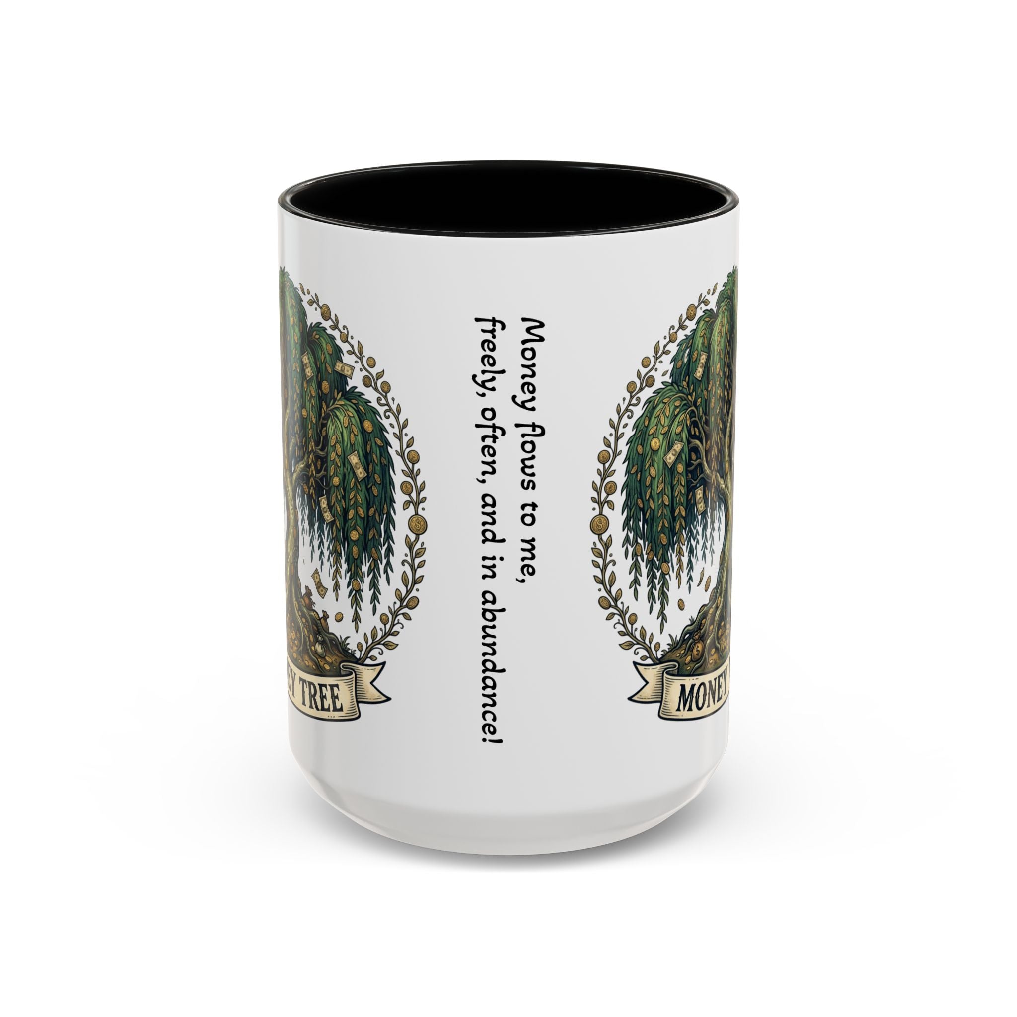 Money Tree Accent Coffee Mug — Inspirational 11/15oz Ceramic Mug with "Money Tree" Design
