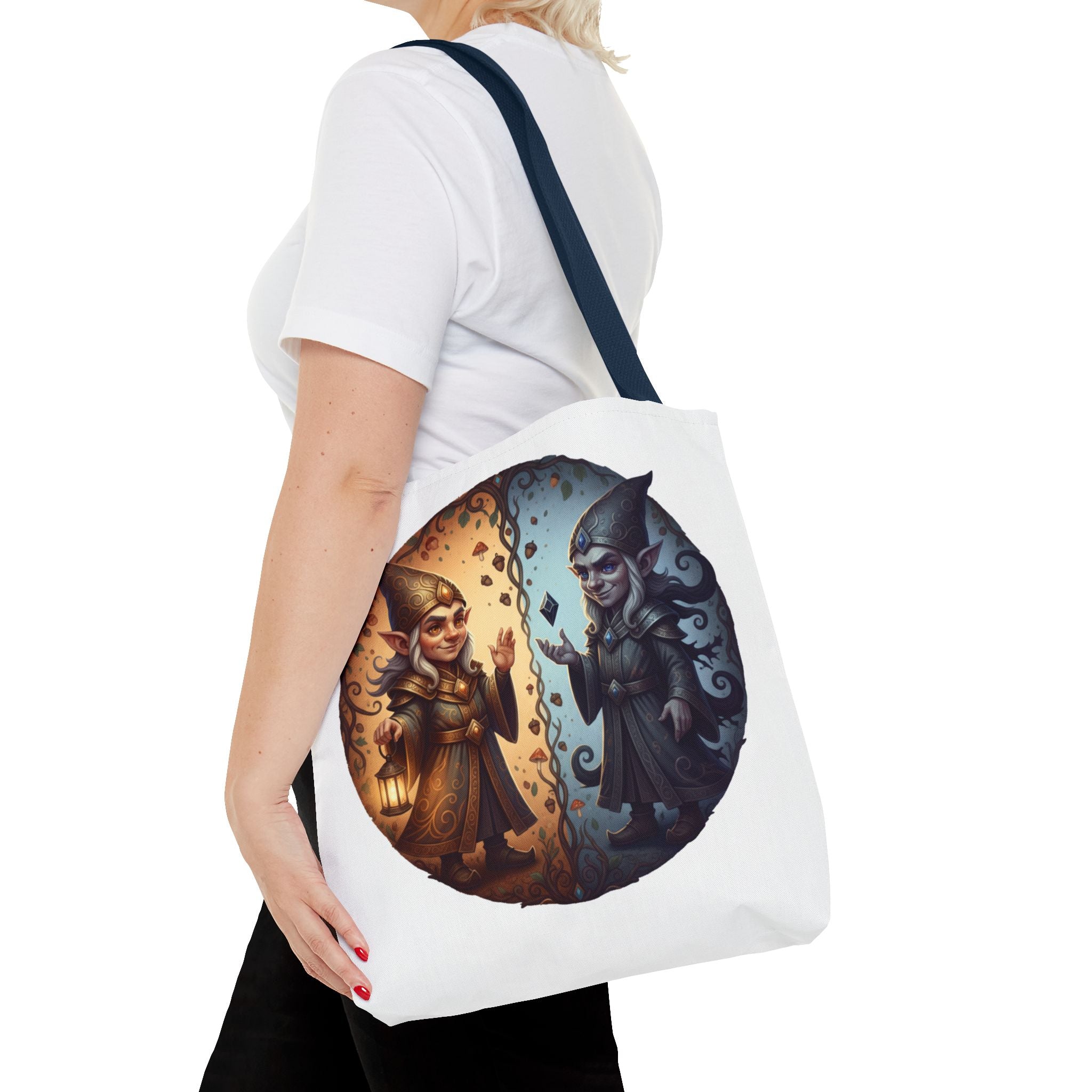 Gnome Duality Tote Bag — Day & Night Fantasy Illustration