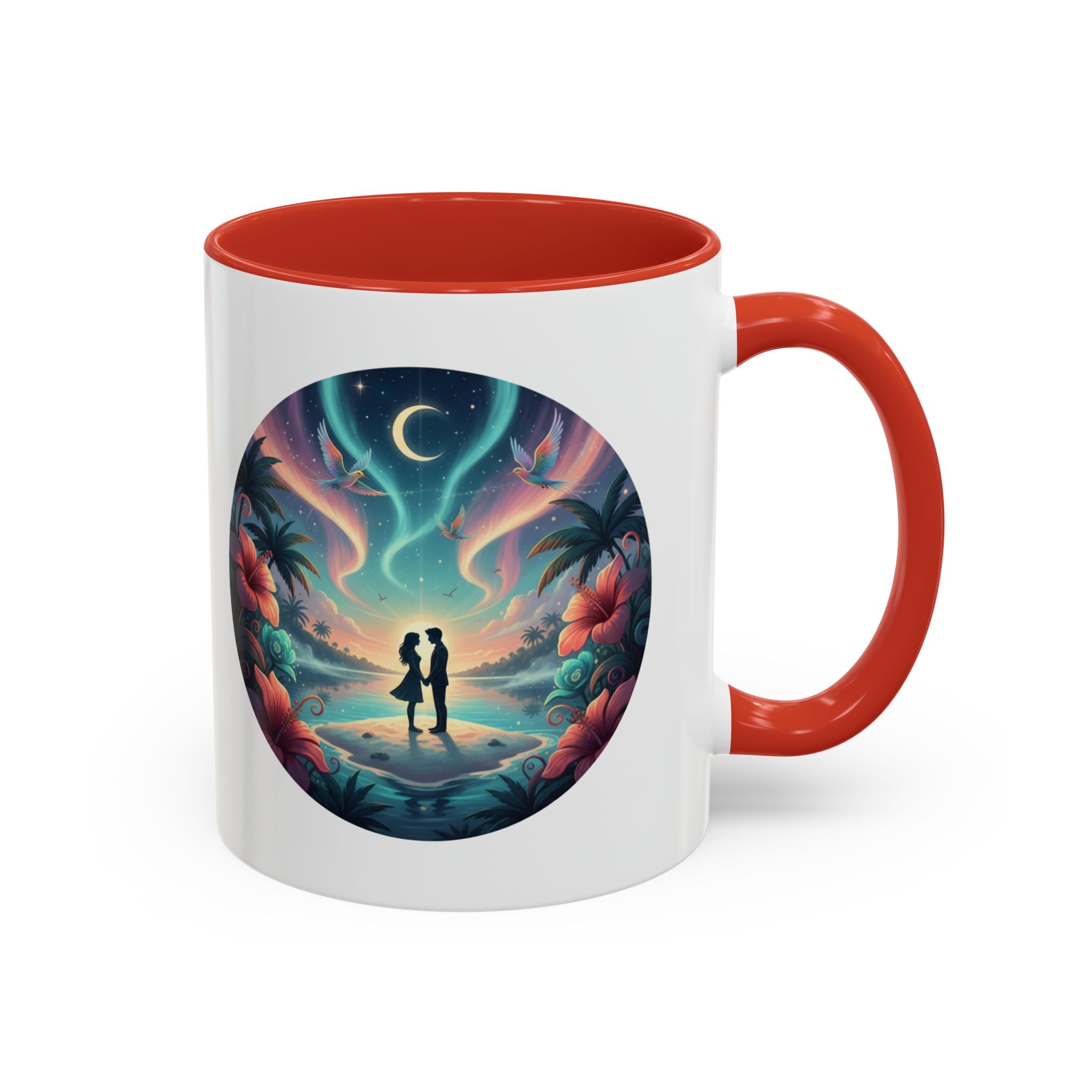 Tropical Sunset Coffee Mug — Romantic Beach Couple Accent Mug (11/15 oz)