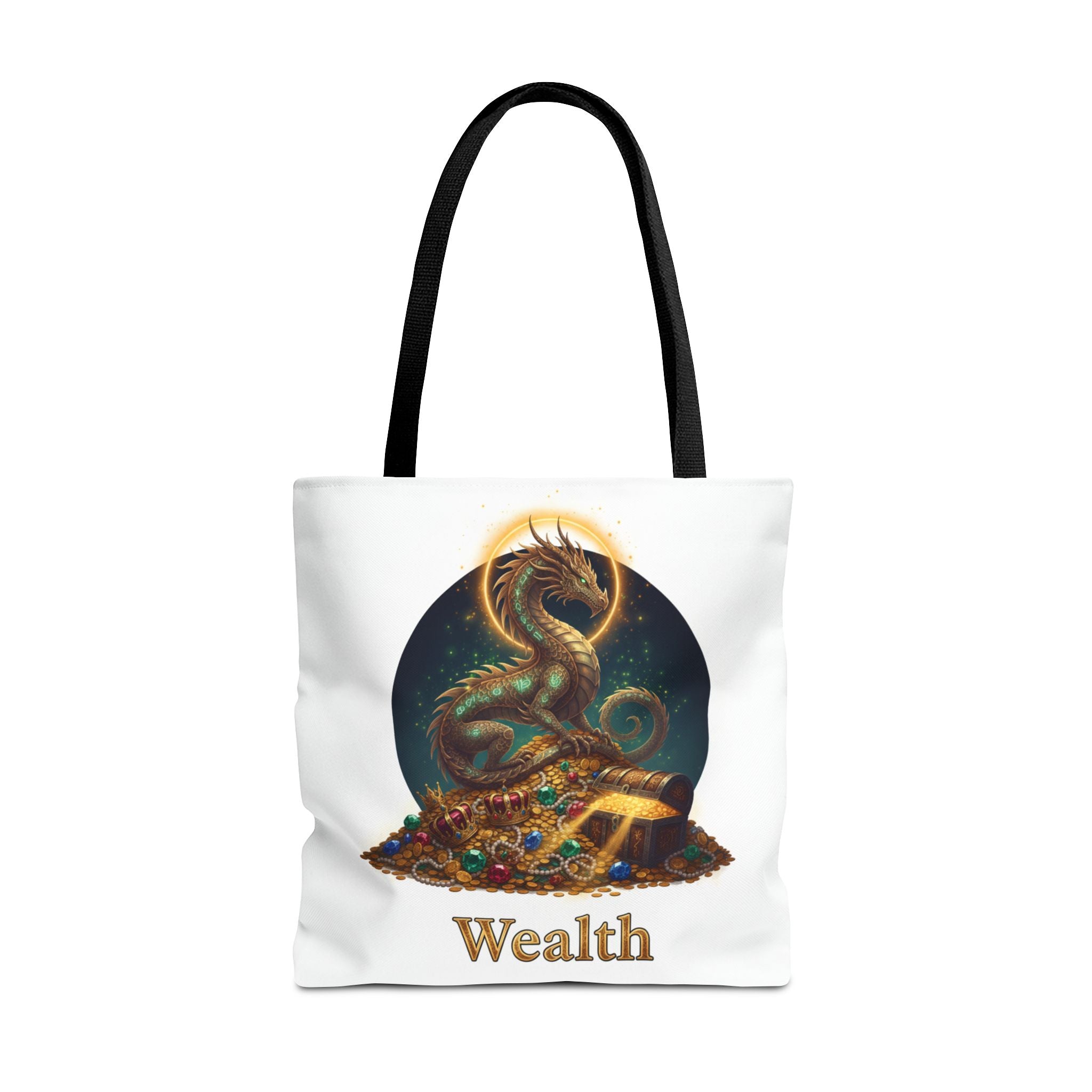Wealth Dragon Tote Bag — Fantasy Dragon Treasure Illustration Tote