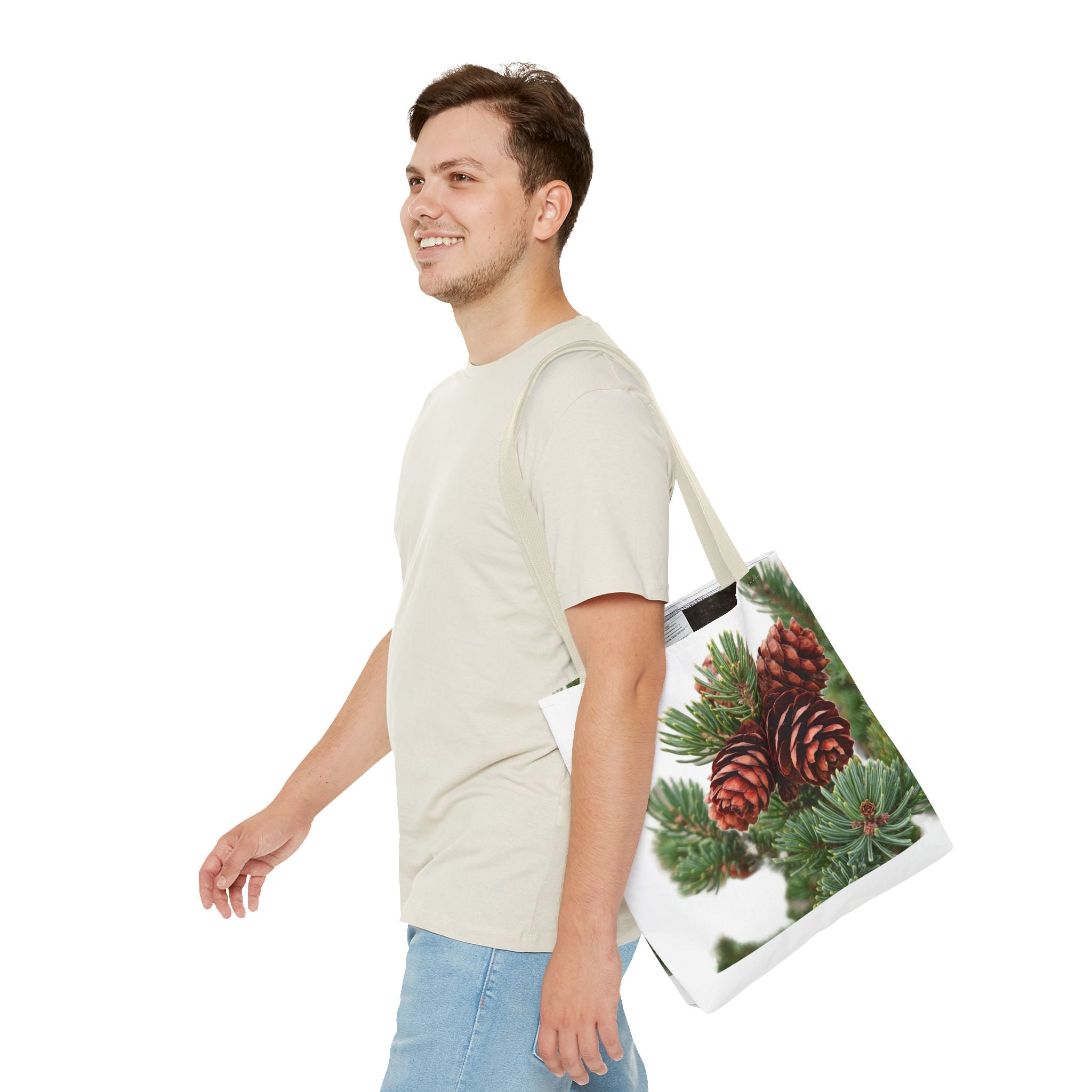 Pinecone Winter Tote Bag — Botanical Evergreen Holiday Market Bag