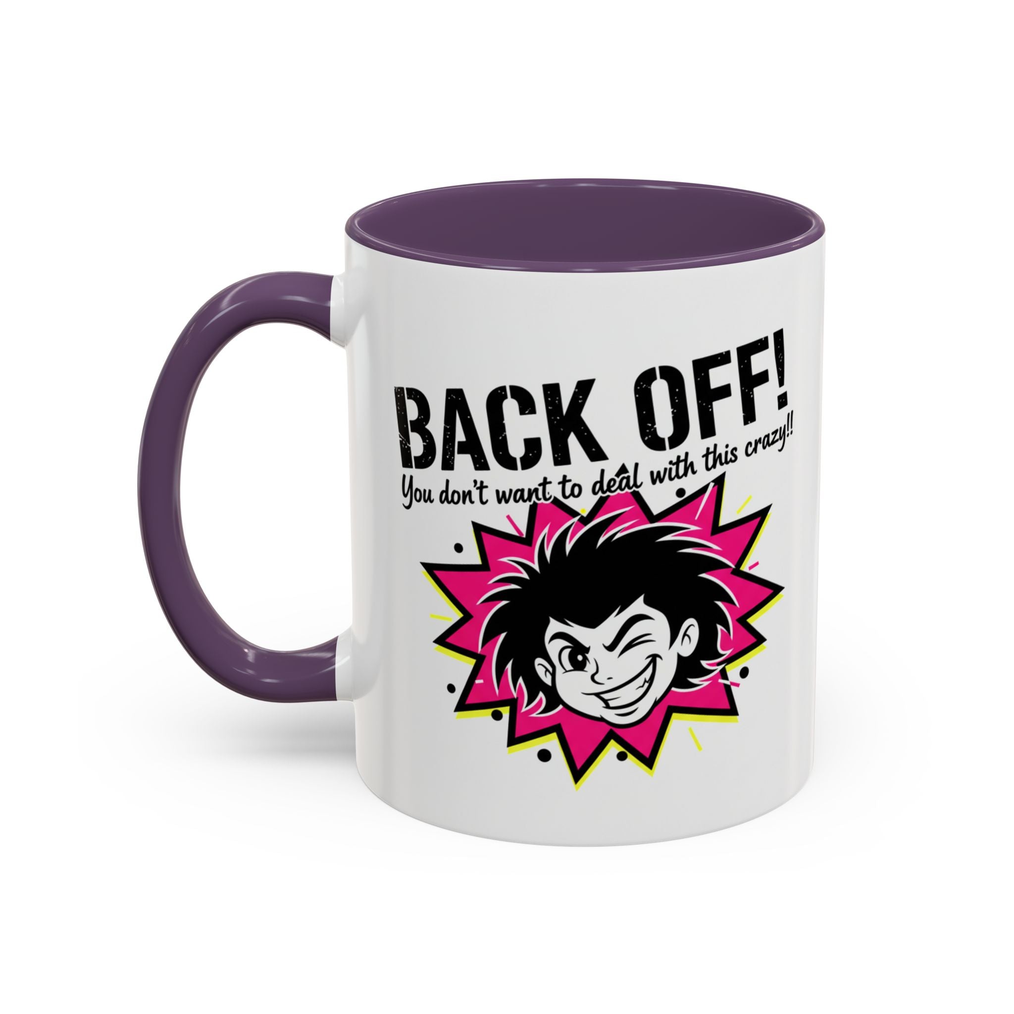 Back Off! Funny Cartoon Face Accent Coffee Mug — 11/15oz