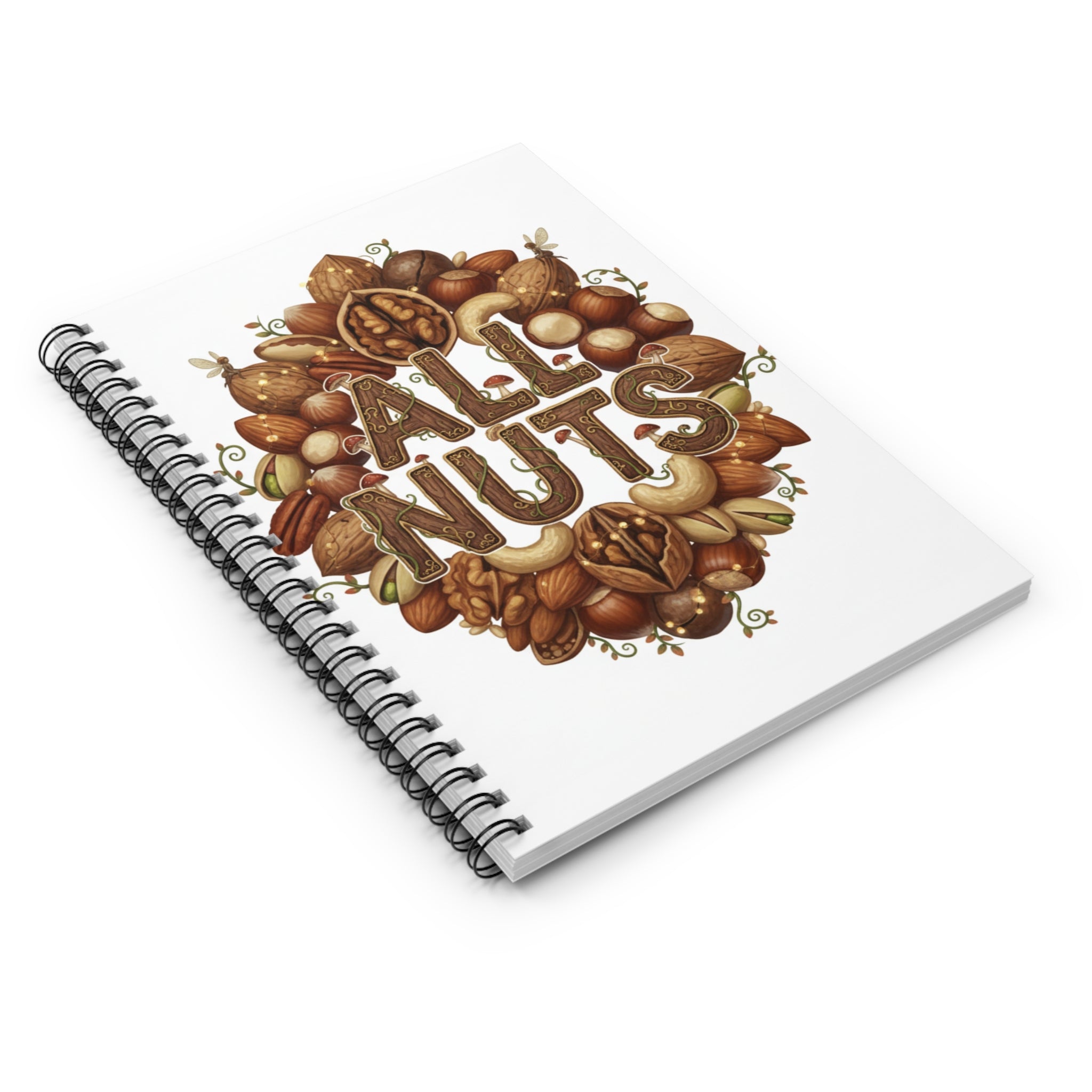 All Nuts Spiral Notebook — Botanical Nut Illustration Ruled Journal