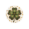 Celtic Gem Shamrock Sticker — Sparkling Green Four-Leaf Clove Kiss-Cut Decal