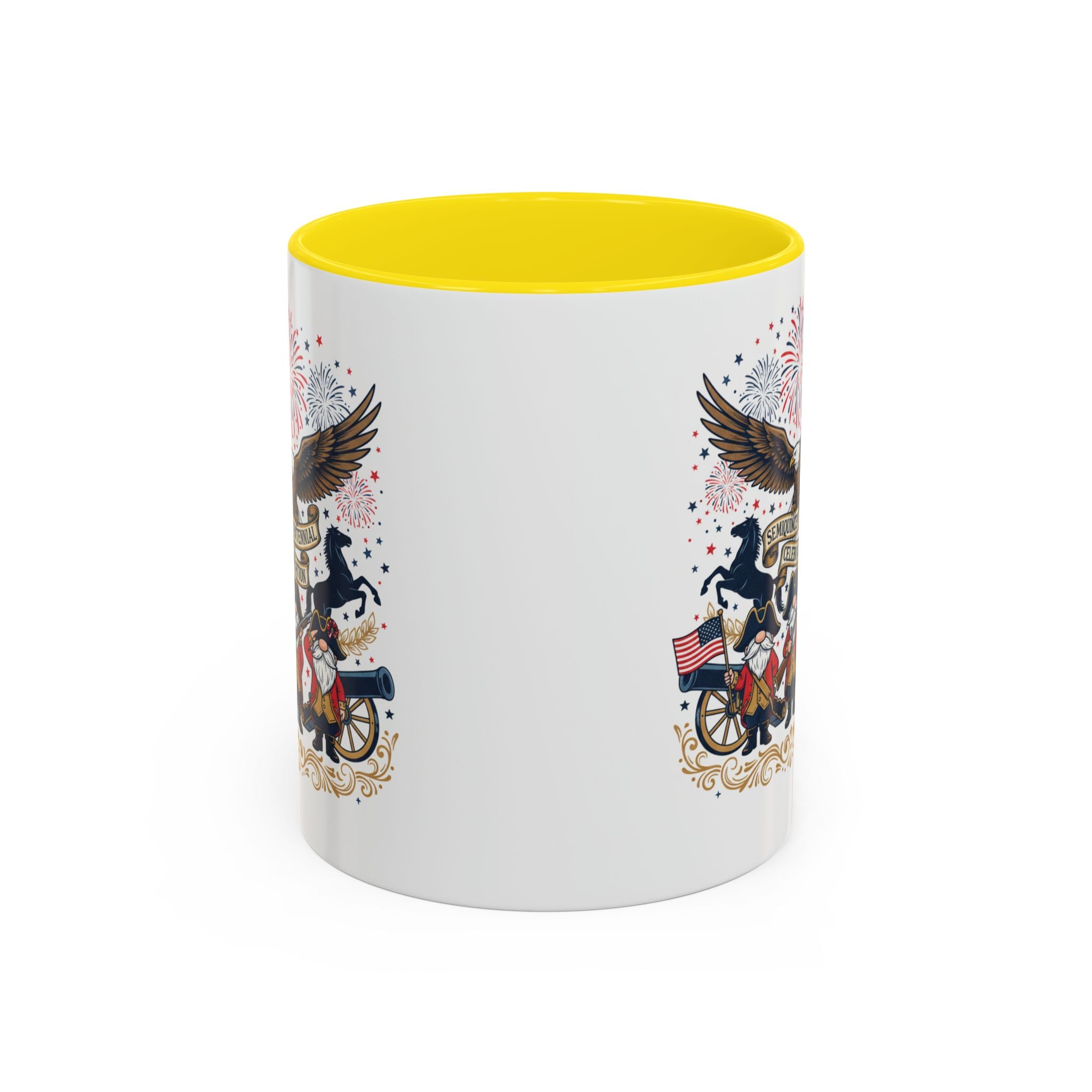 Patriotic Eagle & Revolutionary Soldiers Coffee Mug — Bicentennial Celebration Accent Mug