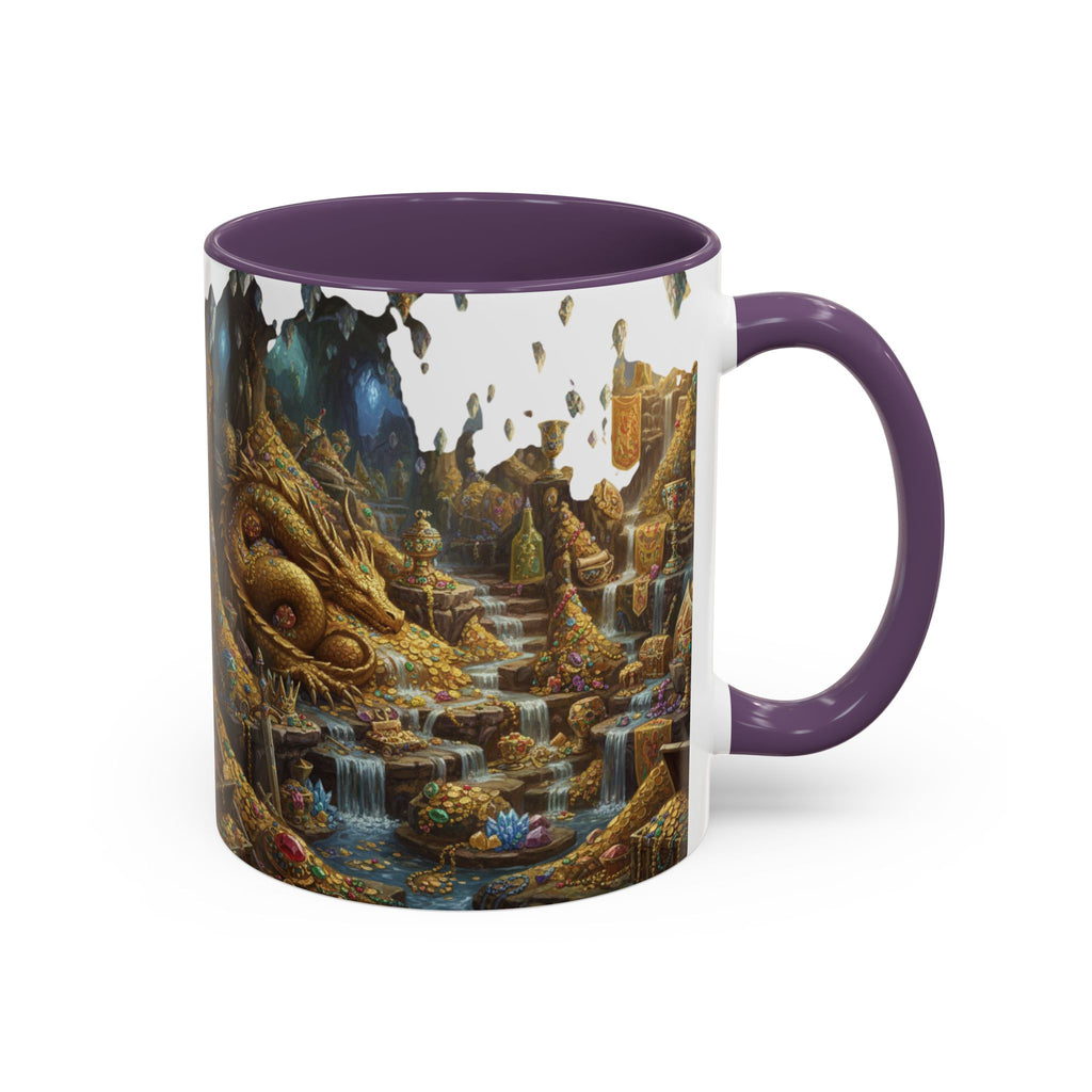 Dragon Hoard Accent Coffee Mug — Fantasy Treasure Landscape (11/15 oz)