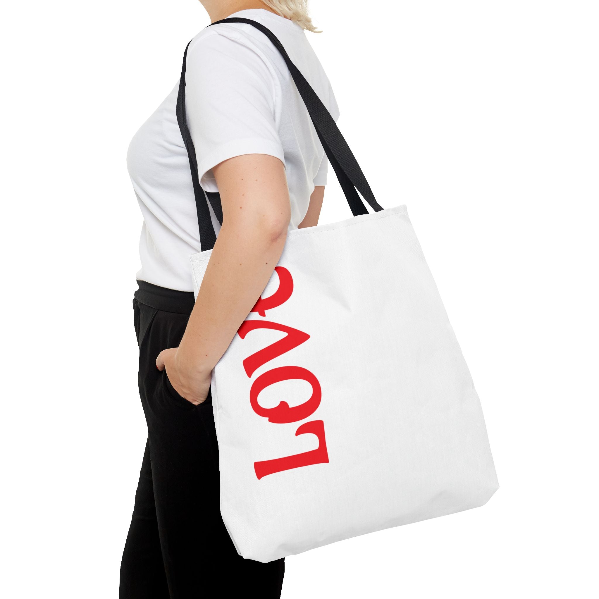LOVE Vertical Red Tote Bag – Romantic Valentine’s Day Canvas Tote