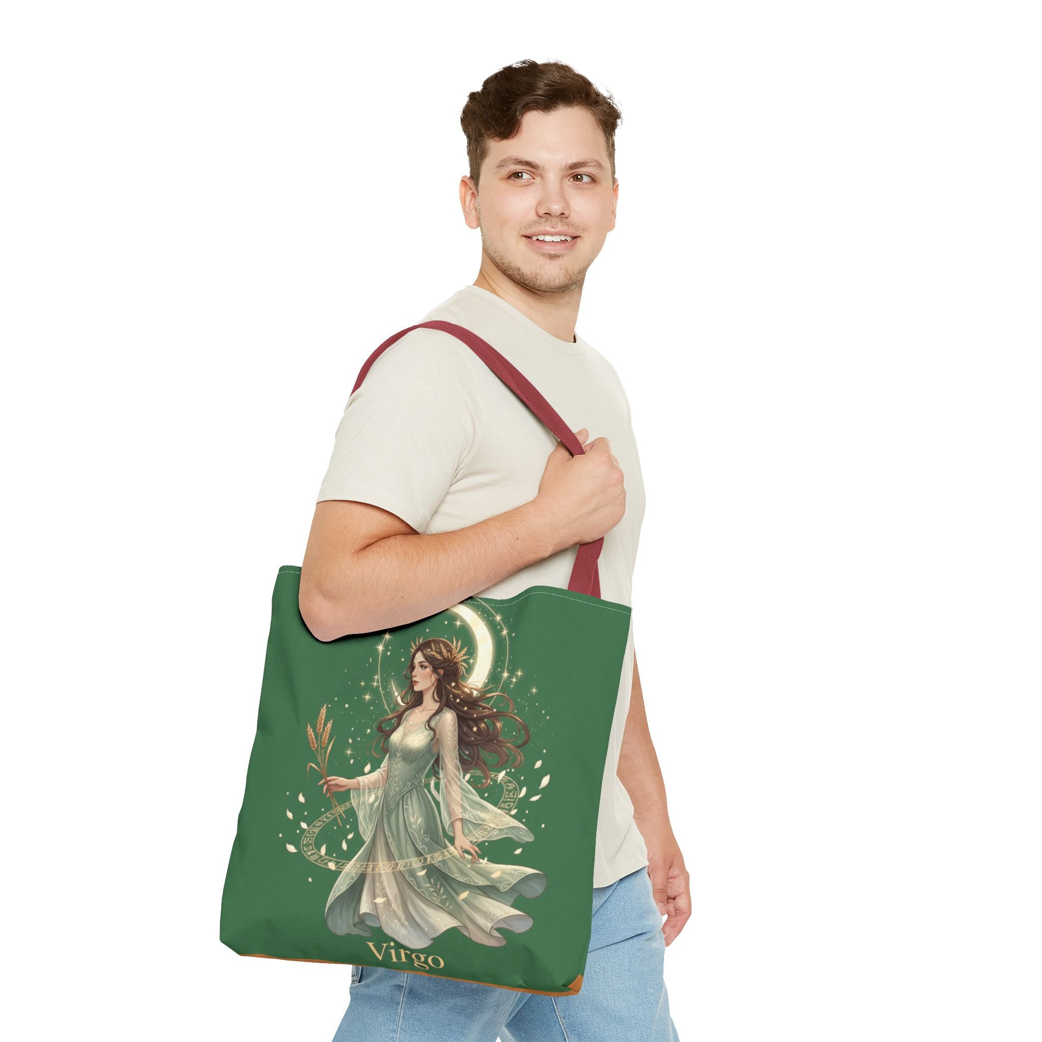 Mystic Moon Goddess Tote Bag — Ethereal Green All-Over Print Tote