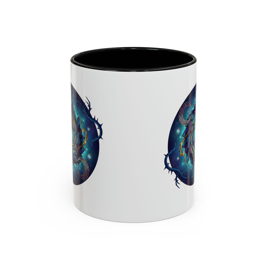 Galaxy Feather Spiral Accent Mug — Cosmic Boho Coffee Cup (11/15oz)