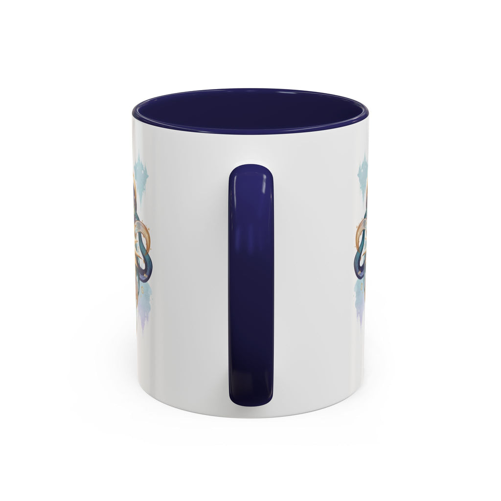 Celestial Nautilus Accent Coffee Mug — Ocean Sun Compass Art (11/15oz)