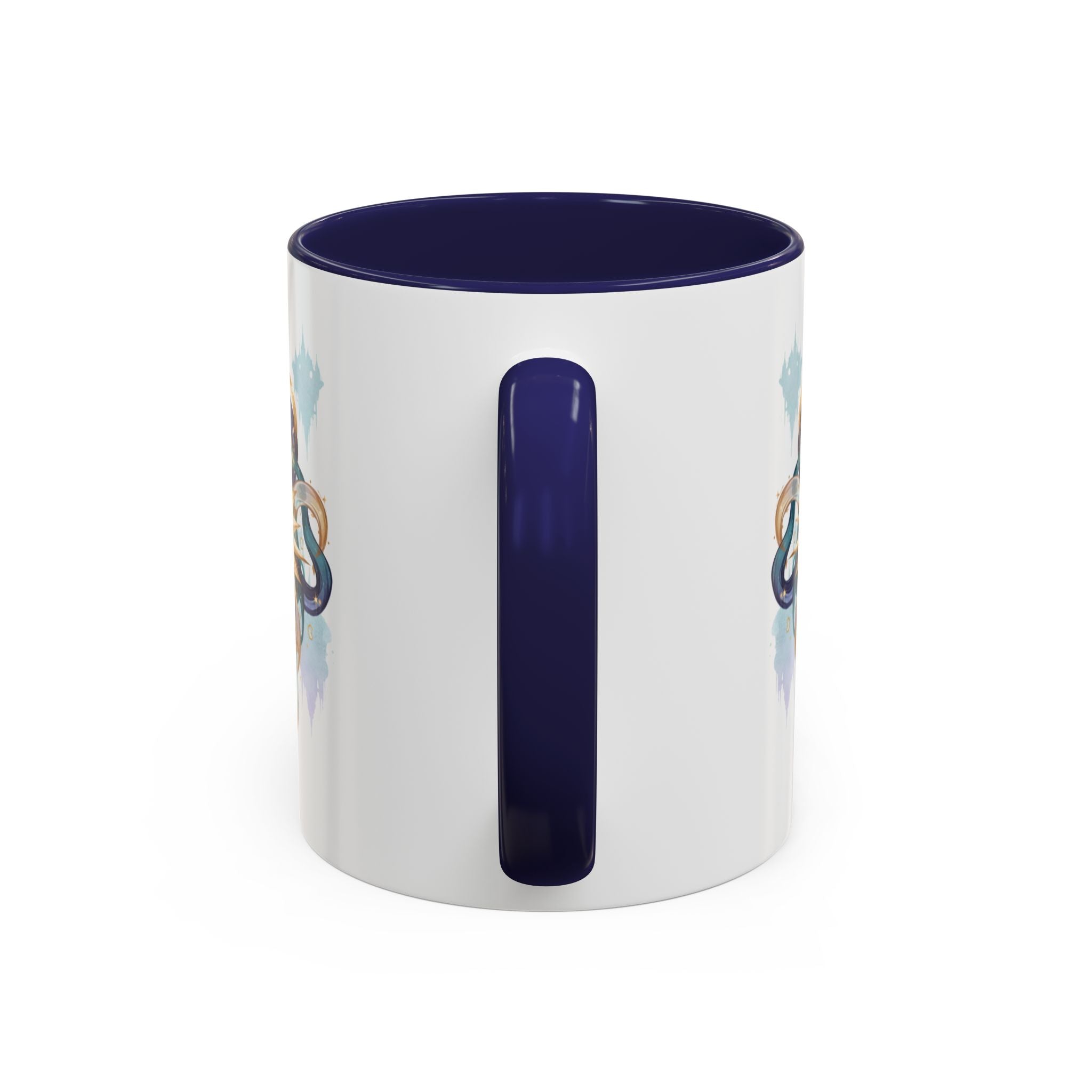 Celestial Nautilus Accent Coffee Mug — Ocean Sun Compass Art (11/15oz)