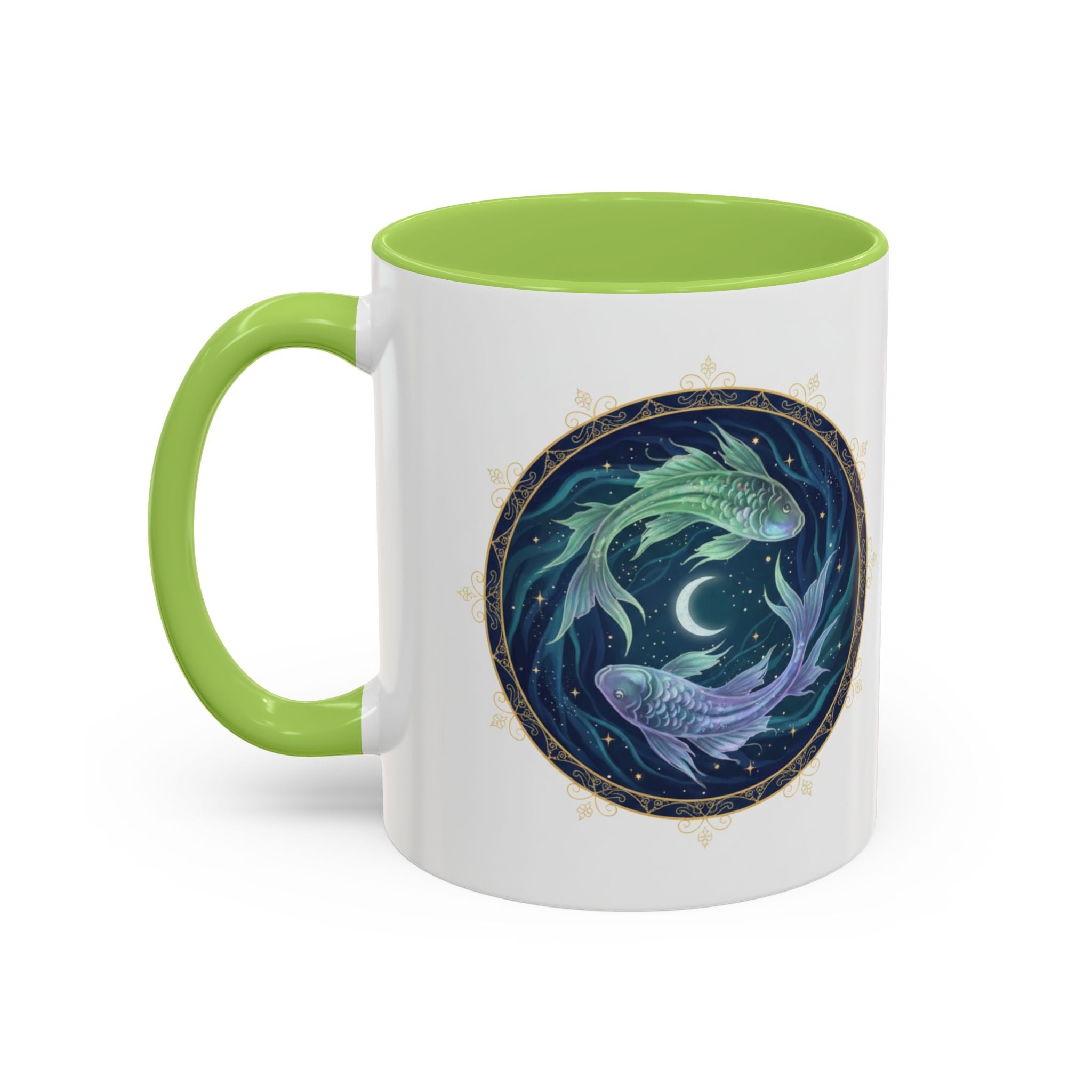 Koi Yin Yang Coffee Mug — Celestial Fish Moon Ceramic Accent Mug (11/15oz)