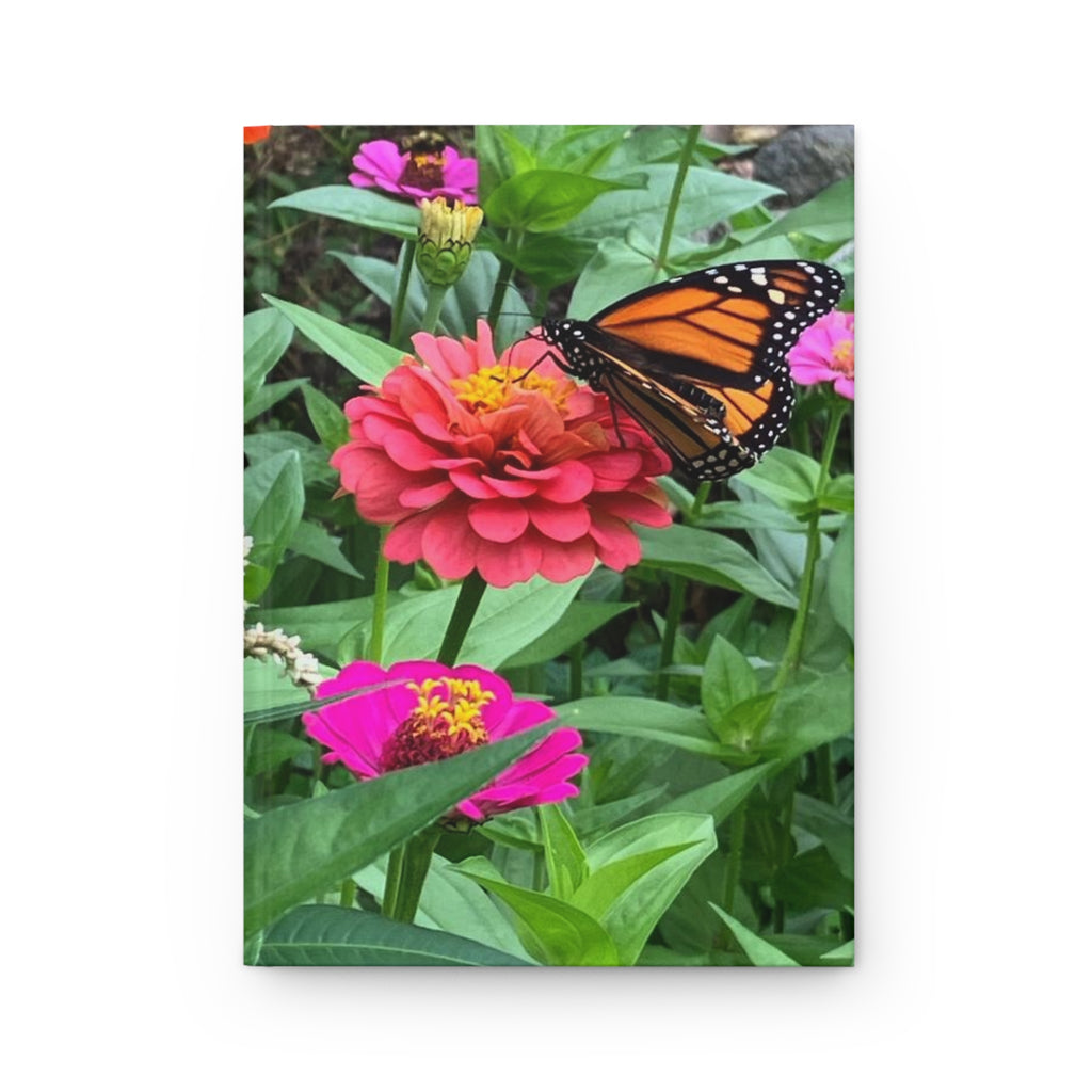 Monarch on Zinnia Hardcover Journal — Floral Nature Notebook