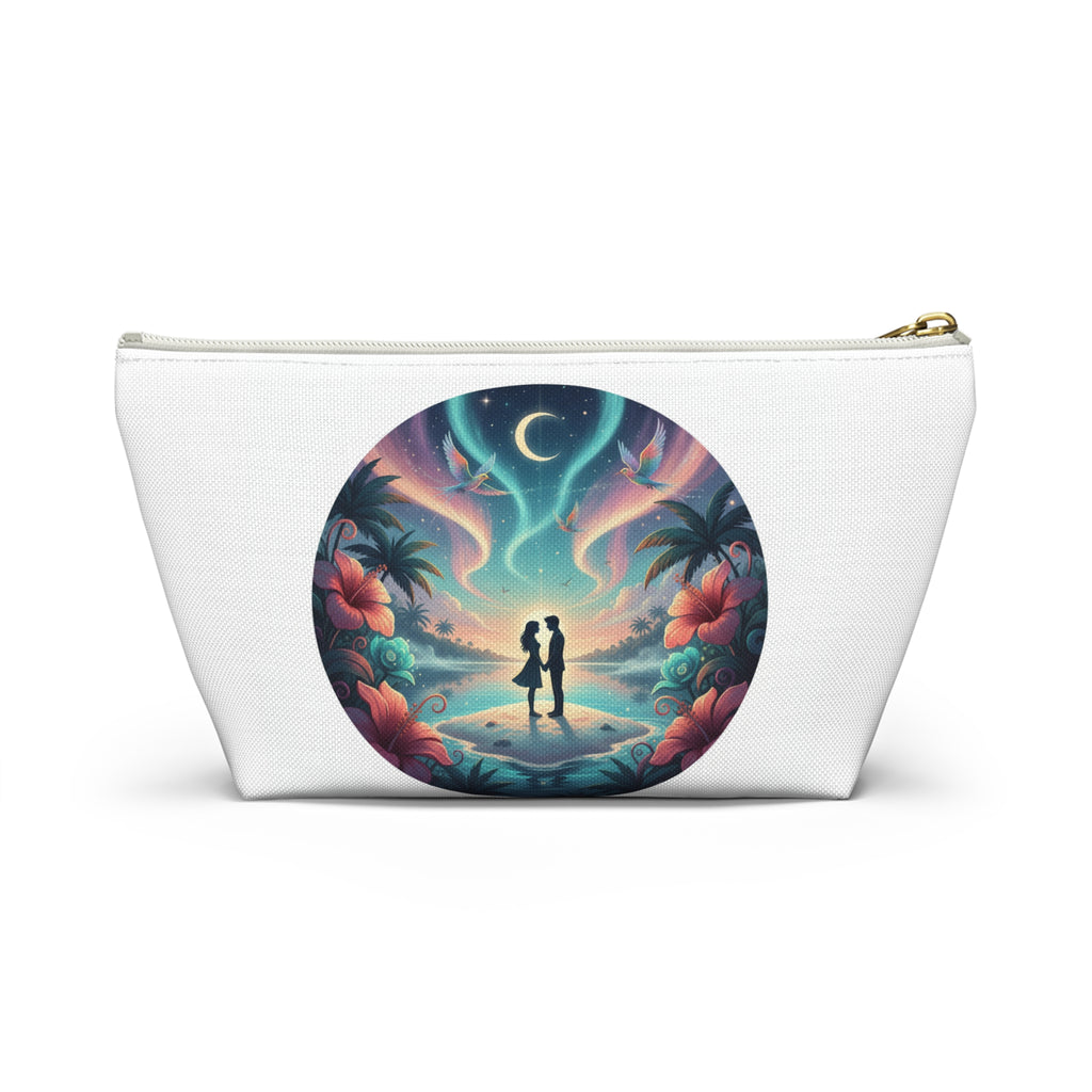 Romantic Beach Sunset Accessory Pouch — Couple Silhouette Makeup Bag
