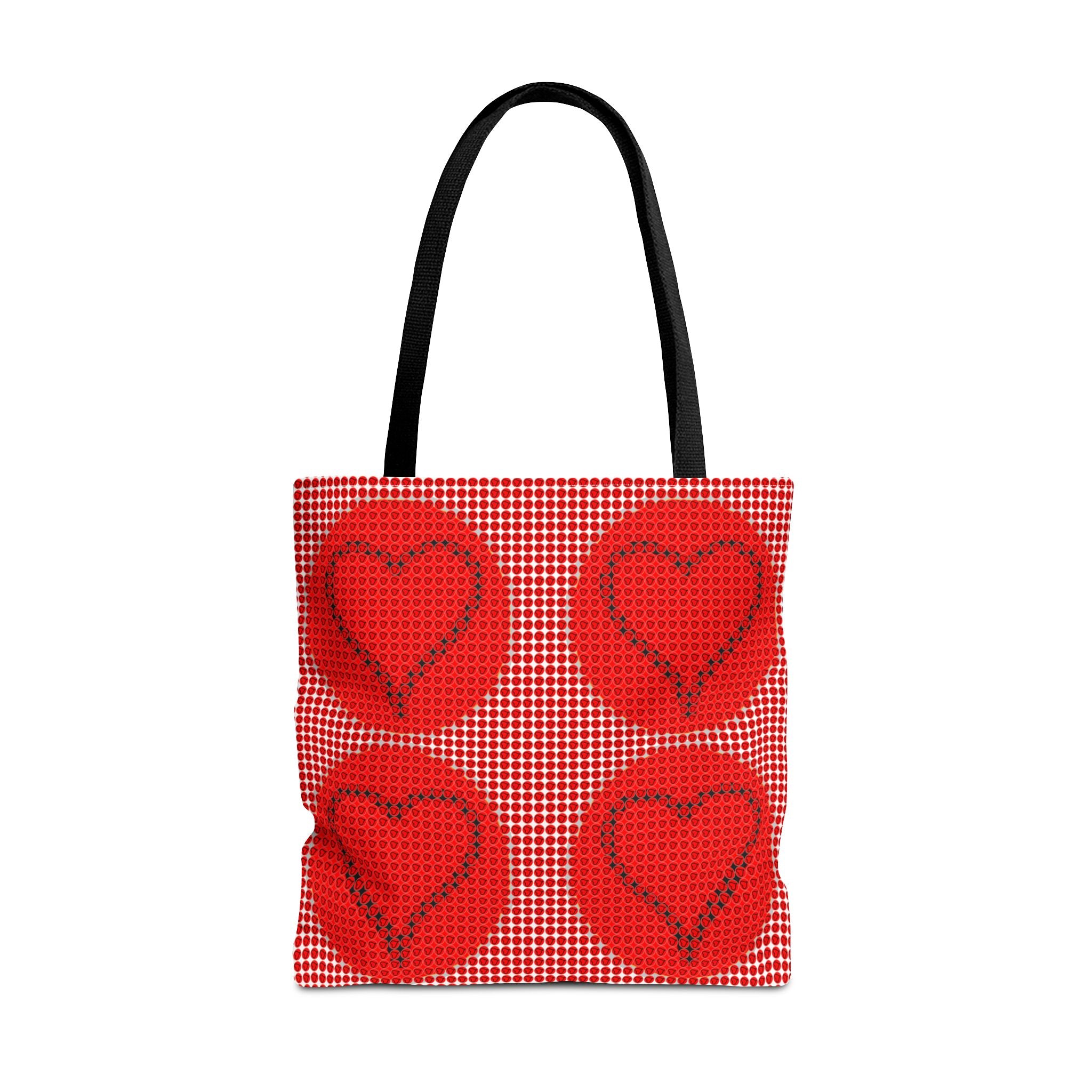 Heart Pattern Tote Bag — Red Valentine All-Over Print Canvas Tote