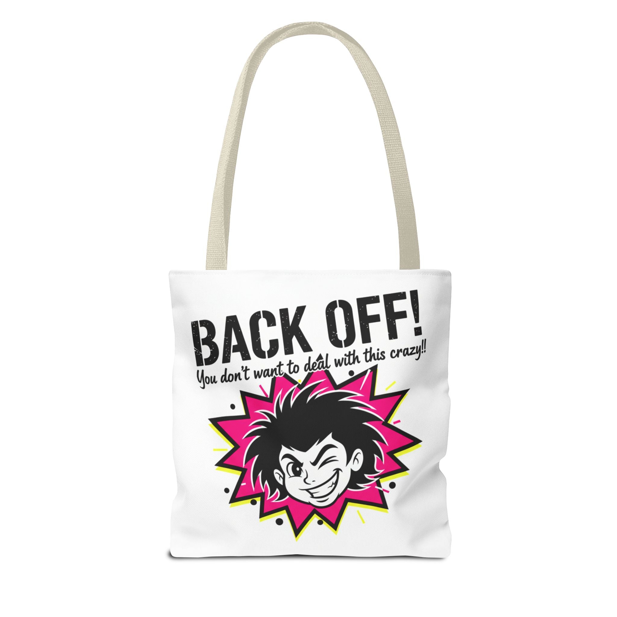 Back Off! Graphic Tote Bag — Funny Retro Punk Design