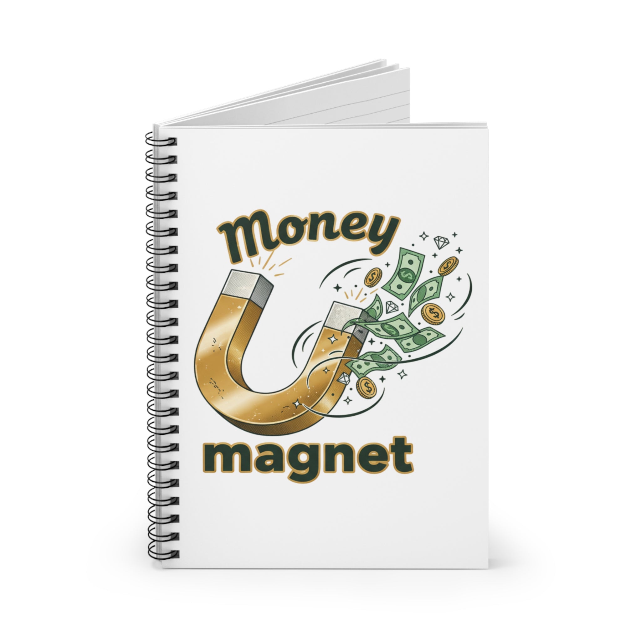 Money Magnet Spiral Notebook — Ruled Journal for Motivation & Finance Notes