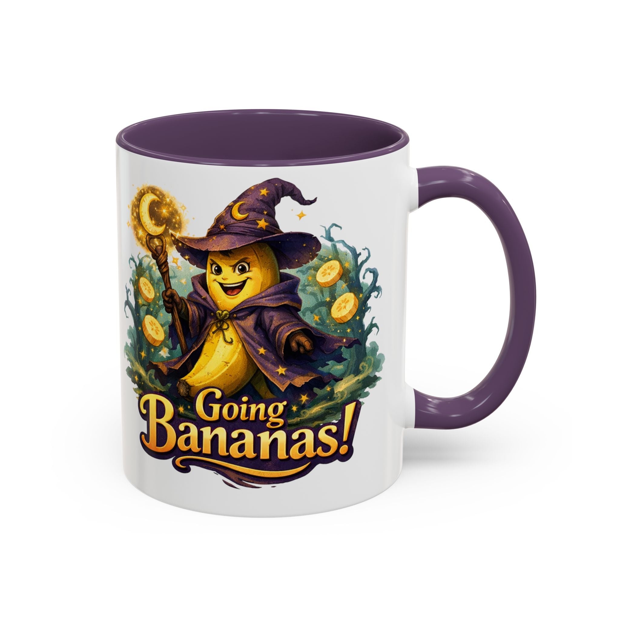 Going Bananas! Witch Banana Accent Coffee Mug — Fun Halloween Coffee Cup (11/15oz)