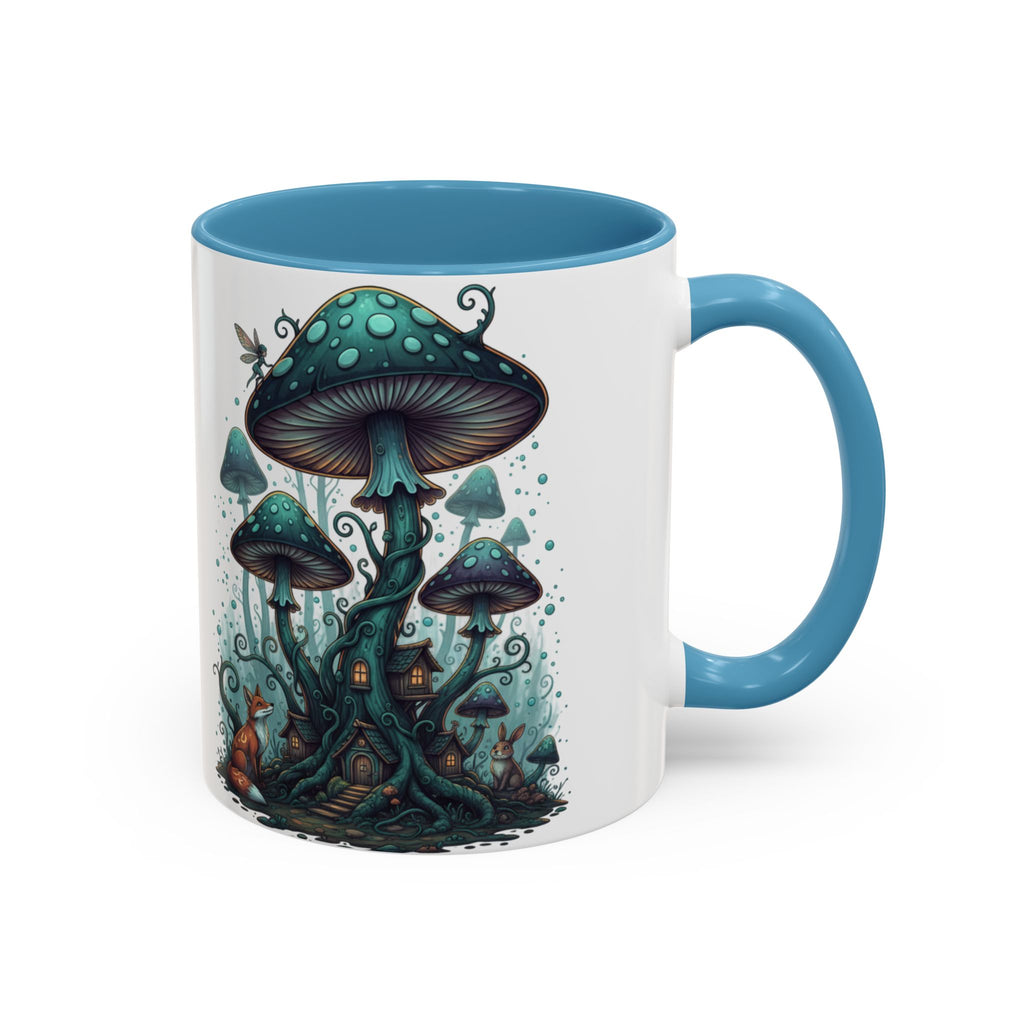 Enchanted Mushroom Cottage Coffee Mug — Fantasy Forest Accent Mug