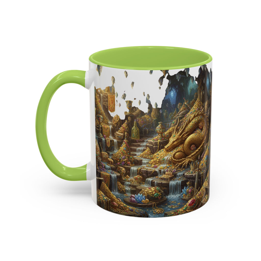 Dragon Hoard Accent Coffee Mug — Fantasy Treasure Landscape (11/15 oz)