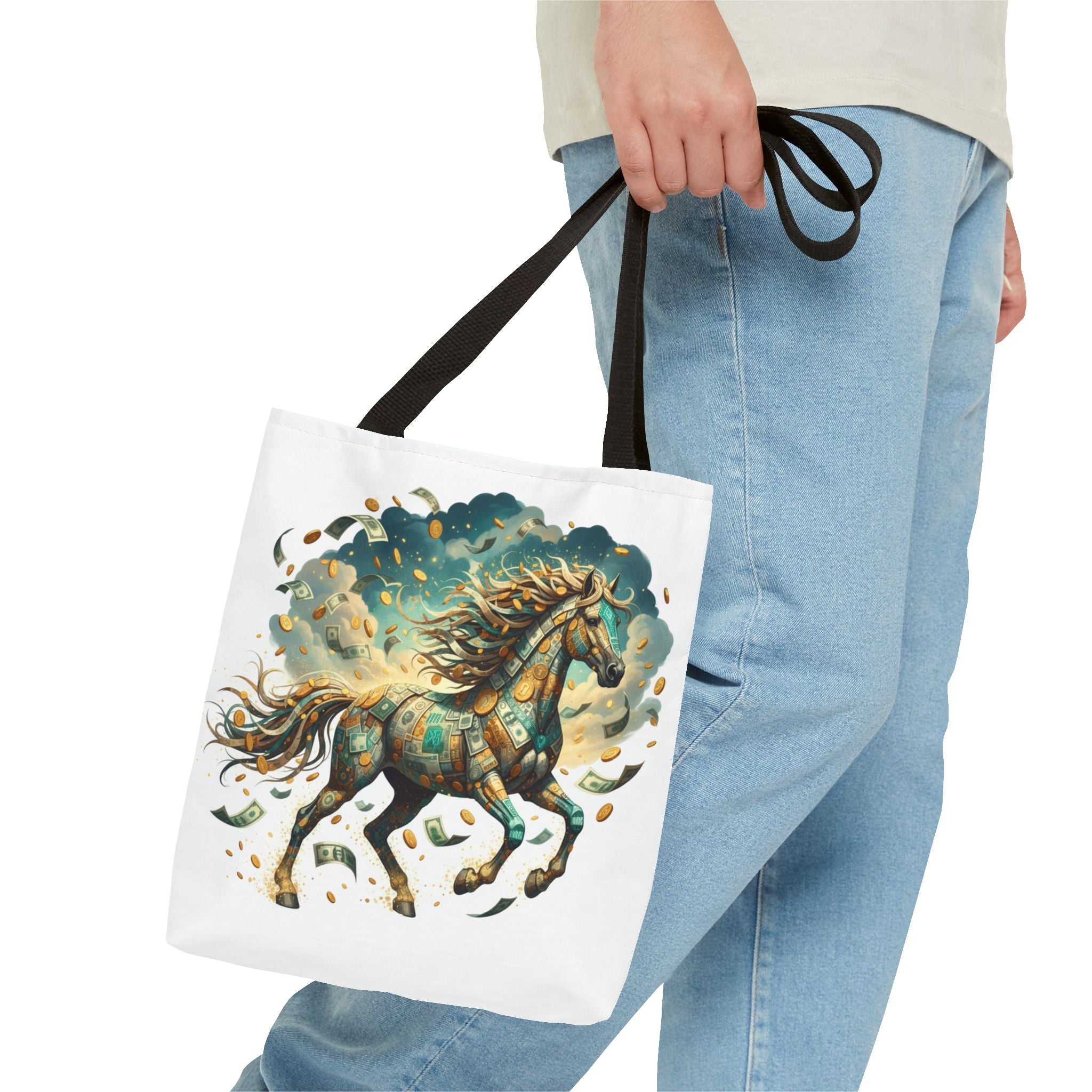 Running Horse Art Tote Bag — Boho Celestial Horse Print