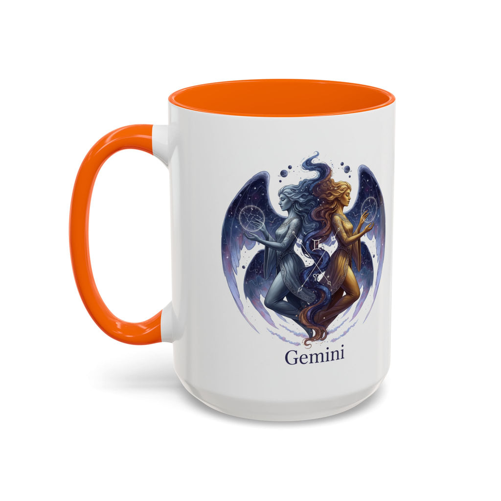 Gemini Zodiac Coffee Mug — Twin Stars Astrology Accent Mug (11/15oz)