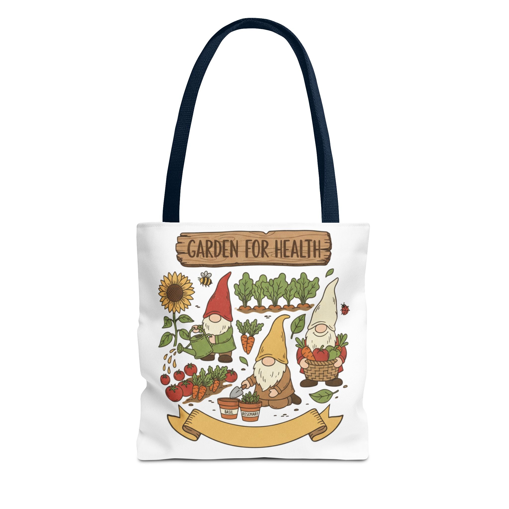 Garden Gnome Tote Bag - "Garden For Health" Cute Eco Shopper