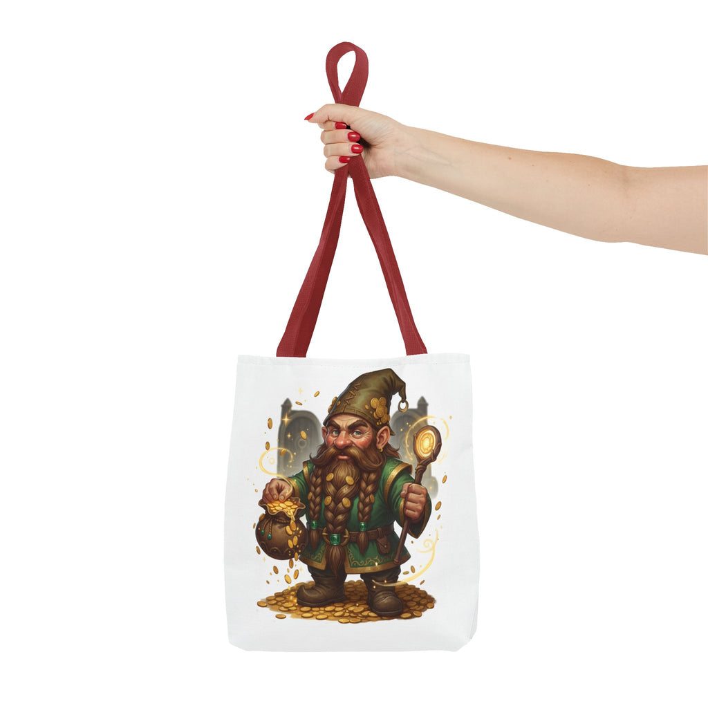Gnome Goldkeeper Tote Bag – Fantasy Dwarf Coin Lover All-Over Print Tote