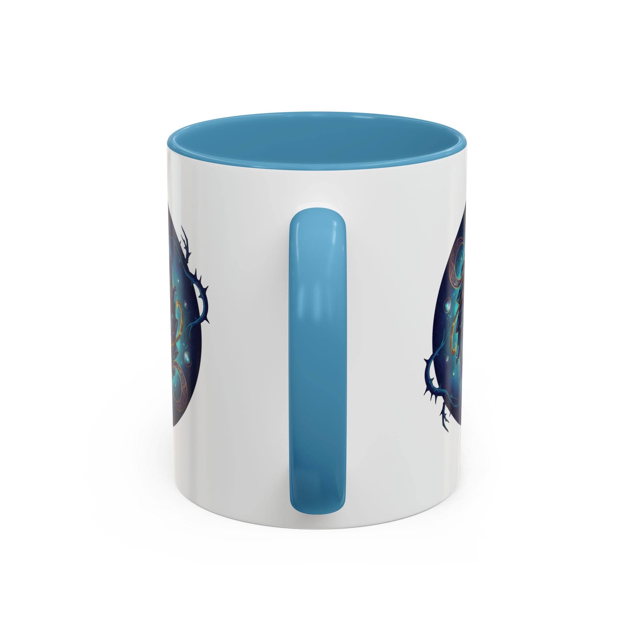 Galaxy Feather Spiral Accent Mug — Cosmic Boho Coffee Cup (11/15oz)