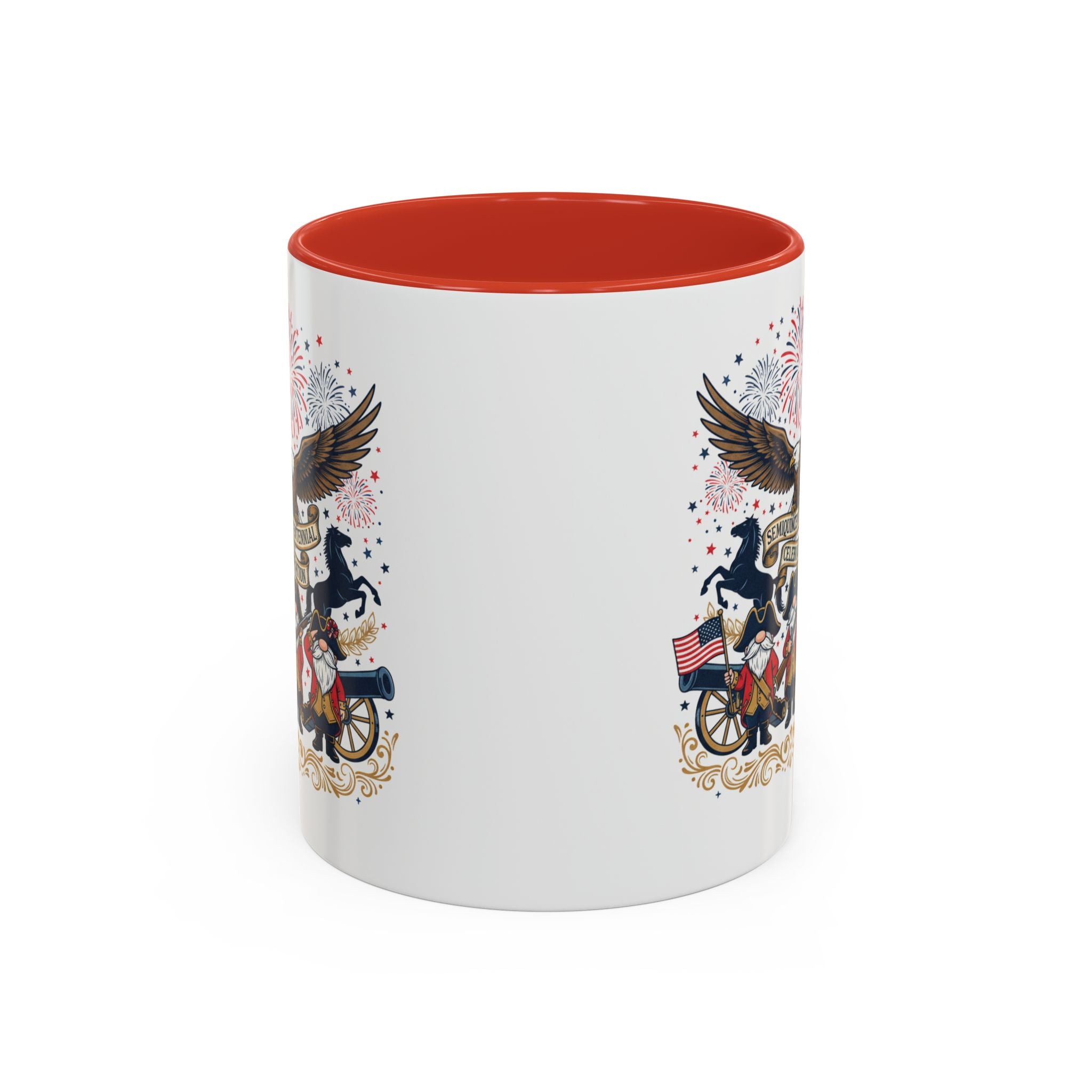 Patriotic Eagle & Revolutionary Soldiers Coffee Mug — Bicentennial Celebration Accent Mug