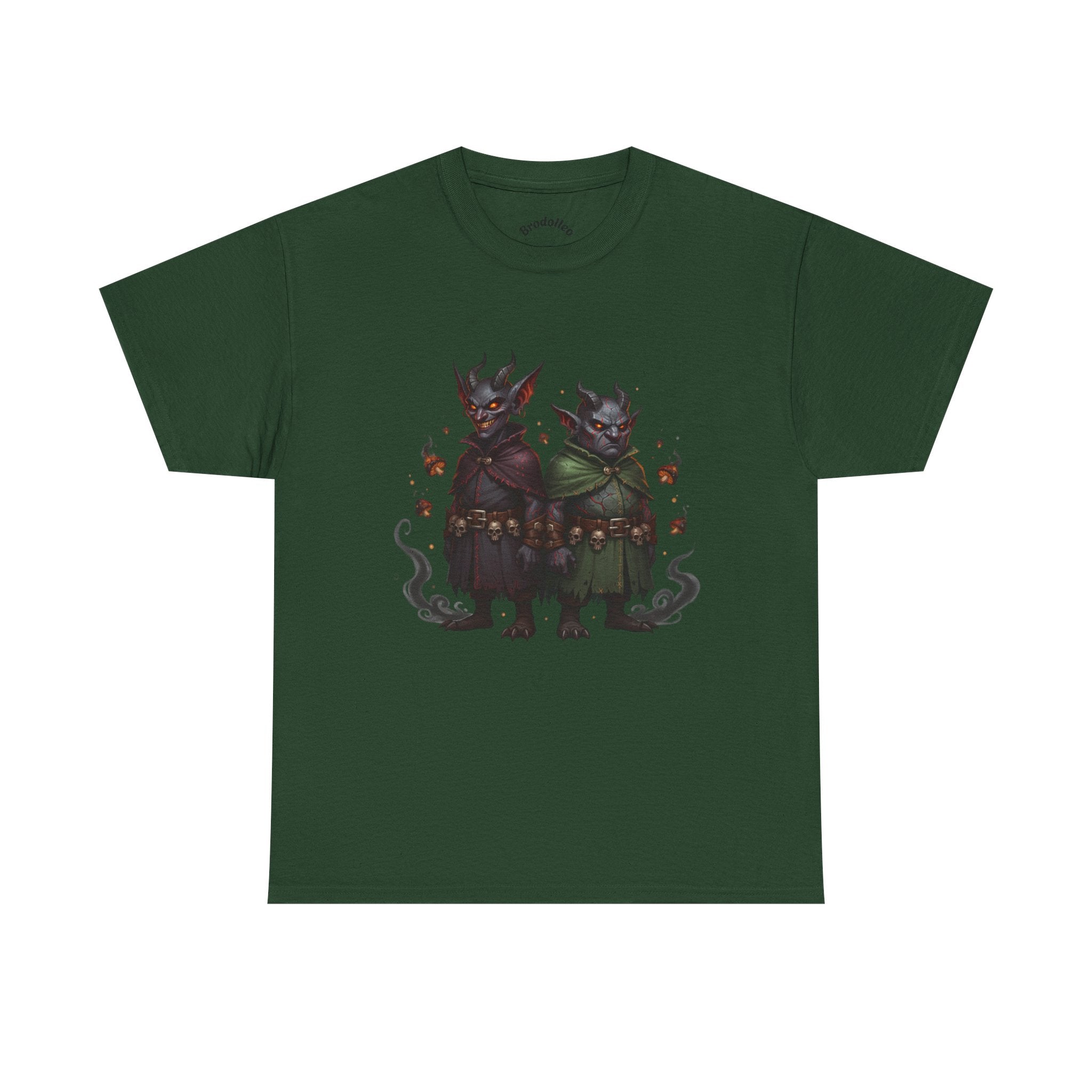 Demonic Twins Graphic Tee — Gothic Fantasy Demon Couple T-Shirt
