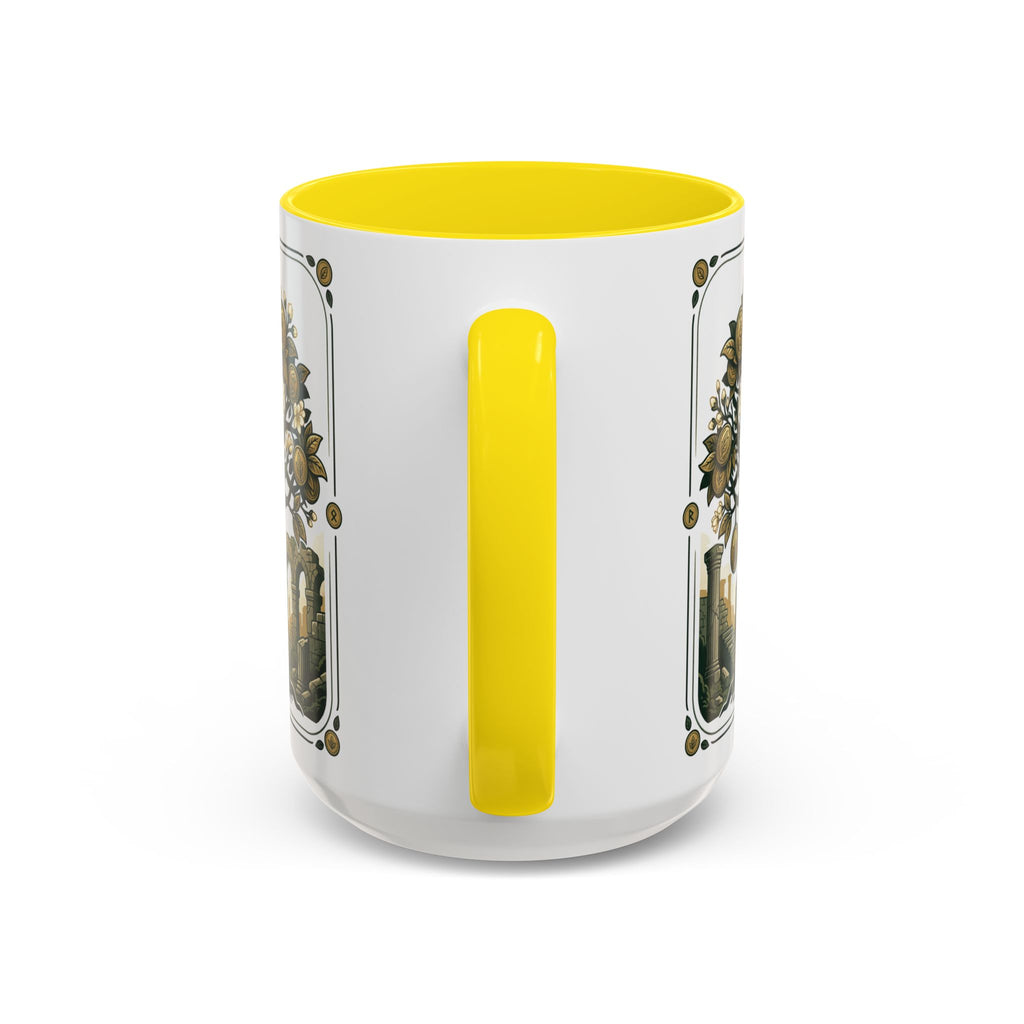 Ornate Tree of Coins Coffee Mug — Gold Ruins Accent Ceramic Mug (11/15oz)