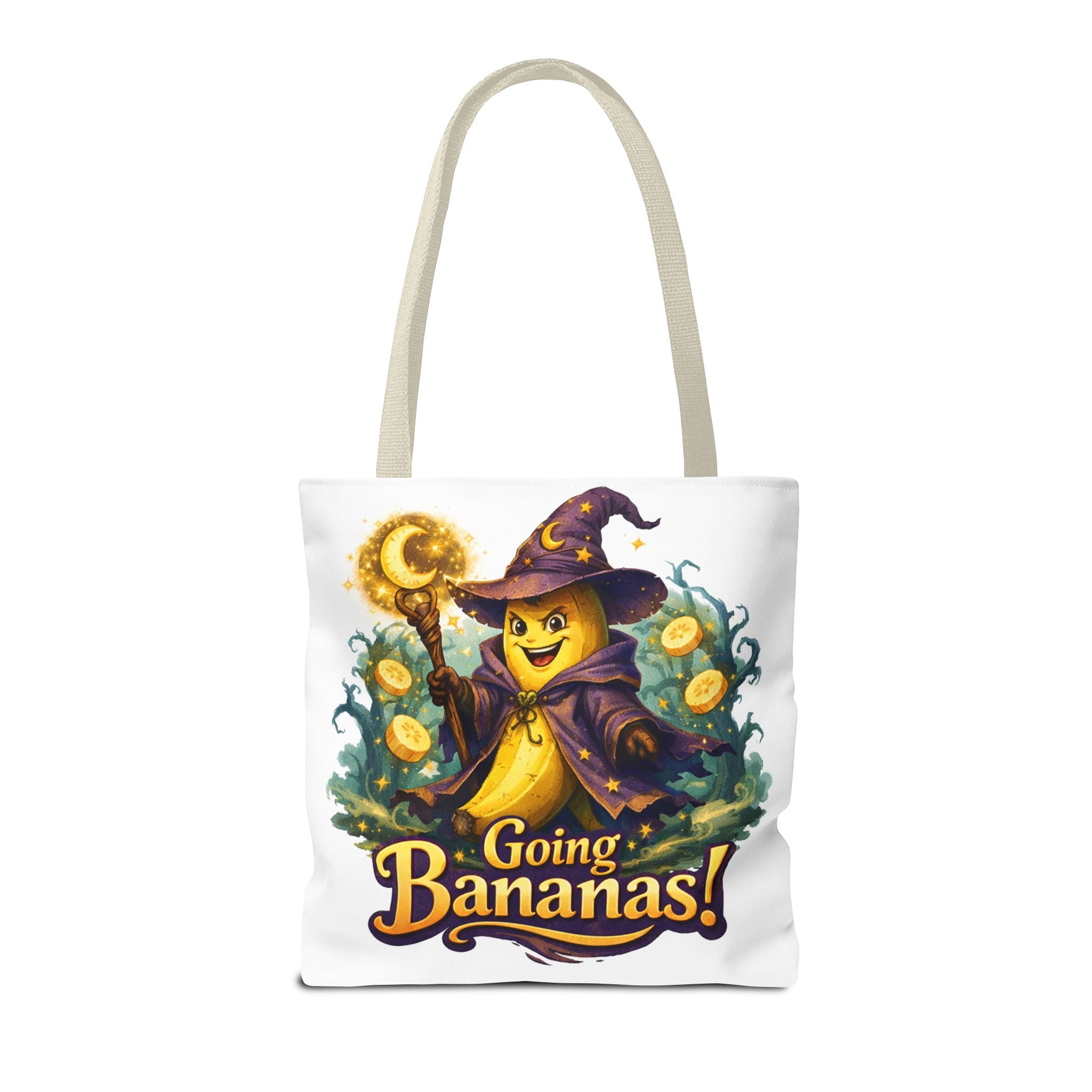 Going Bananas! Witch Banana Tote Bag — Cute Halloween Grocery & Trick-or-Treat Tote