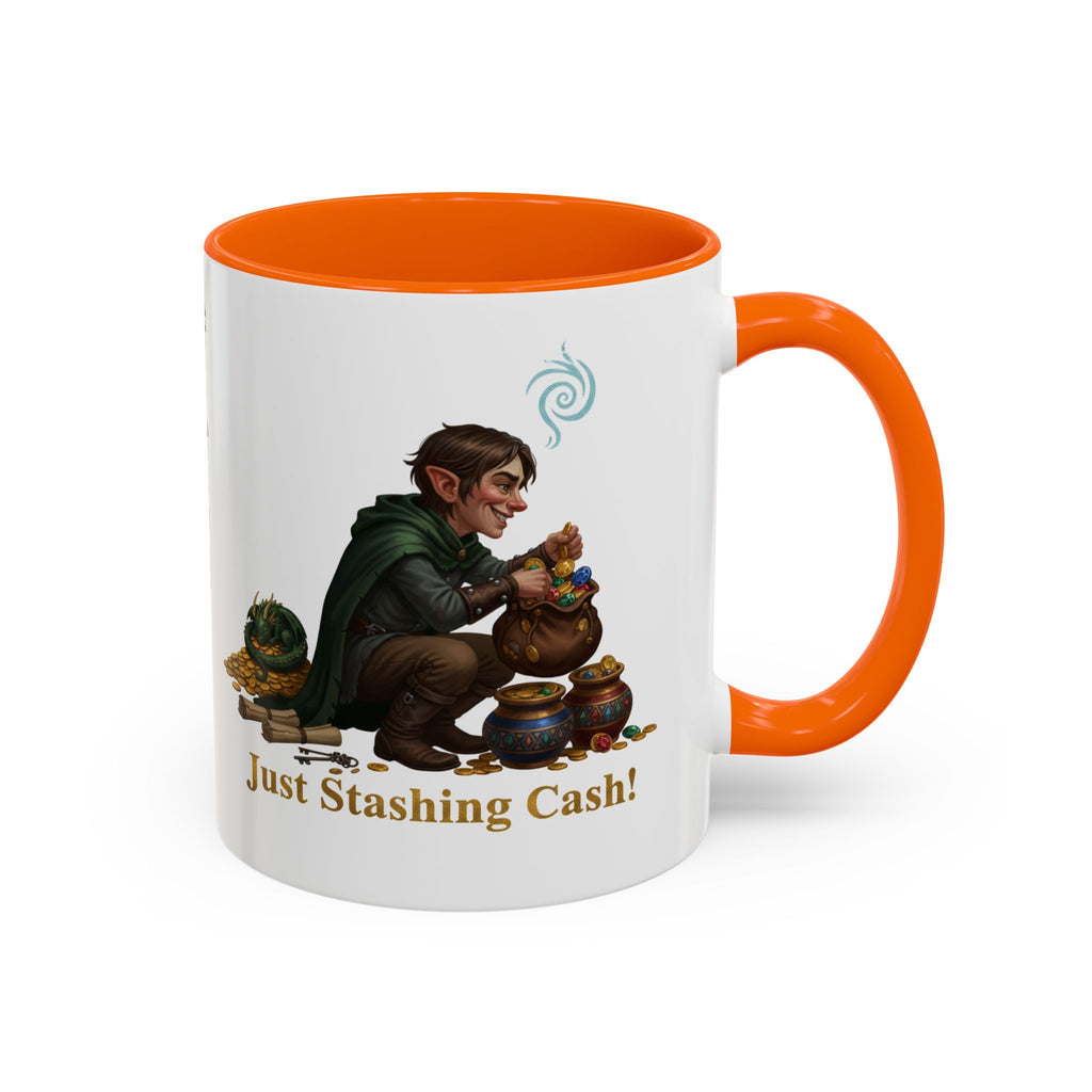 Accent Coffee Mug — "Just Stashing Cash!" Fantasy Gnome Money Mug (11/15oz)