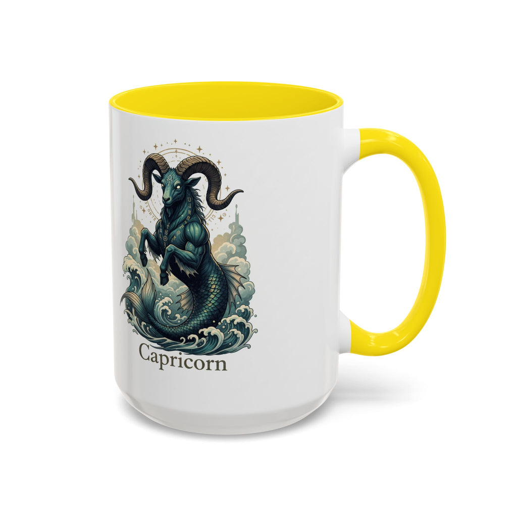 Capricorn Sea-Goat Accent Coffee Mug — Zodiac Astrology Ceramic Gift (11/15oz)