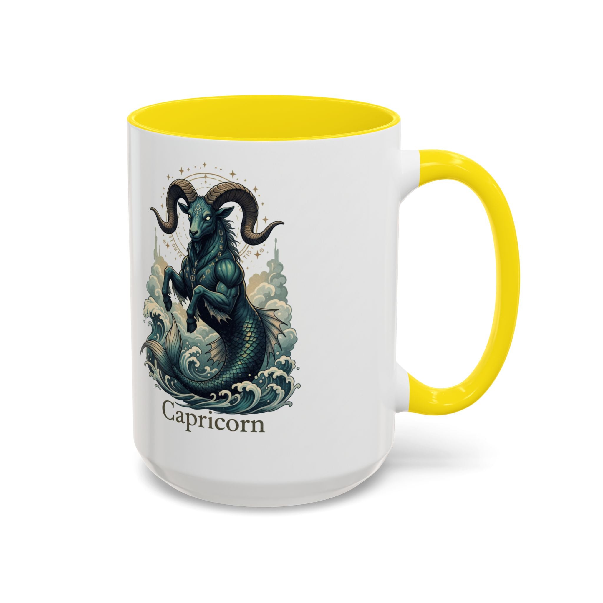 Capricorn Sea-Goat Accent Coffee Mug — Zodiac Astrology Ceramic Gift (11/15oz)